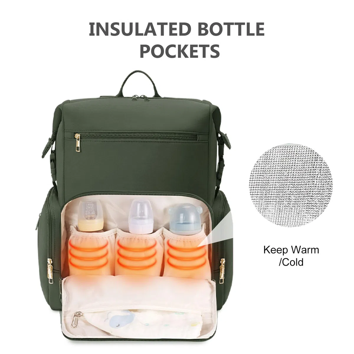 CEI-CEI Mochila Cambiador Bebé Pañalera Impermeable de Neopreno Grande con Bolsillo Térmico Mochila Carro Bebé para Viajes Incluye Cambiador Portátil
