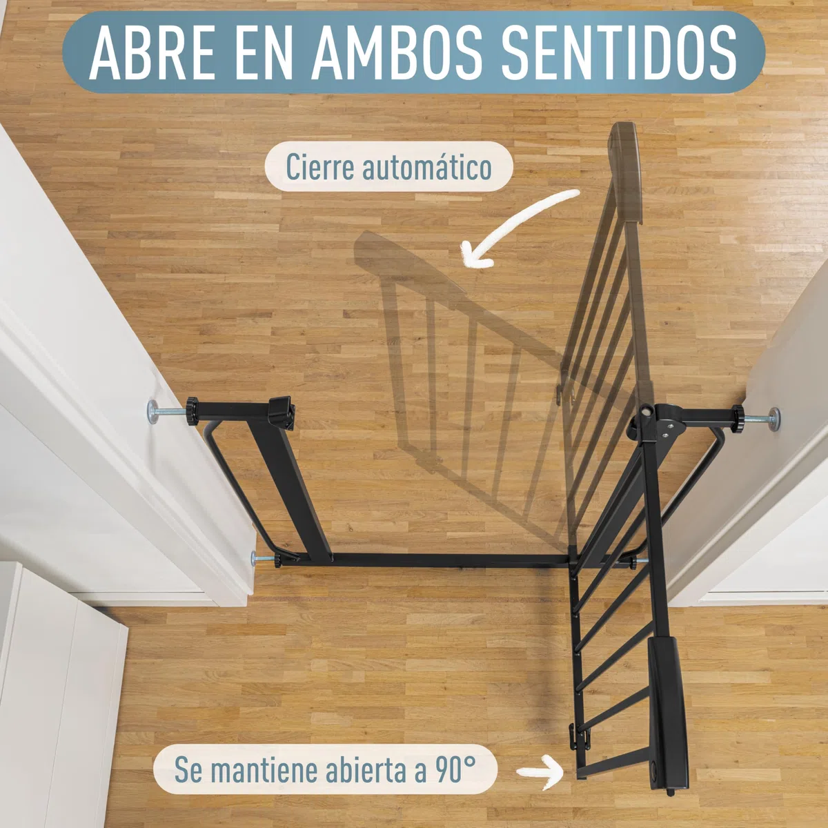 IB STYLE Barrera de Seguridad Berrin - Montaje a Presión, Sin Tornillos, Cierre Automático, Bebés y Niños, Negro, Ancho: 58-66 cm