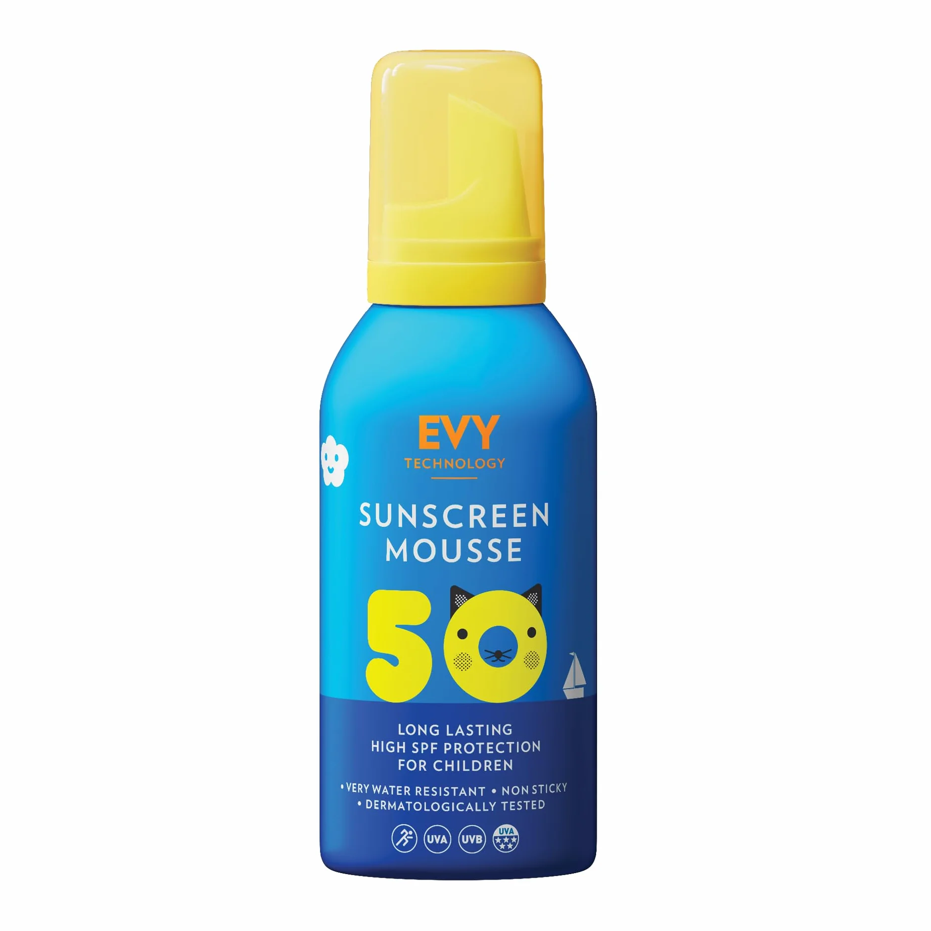 EVY Protector Solar en forma de Mousse para Bebés y Niños SPF 50 - sin perfume - protección solar resistente al sudor y al agua para niños a partir de 6 meses