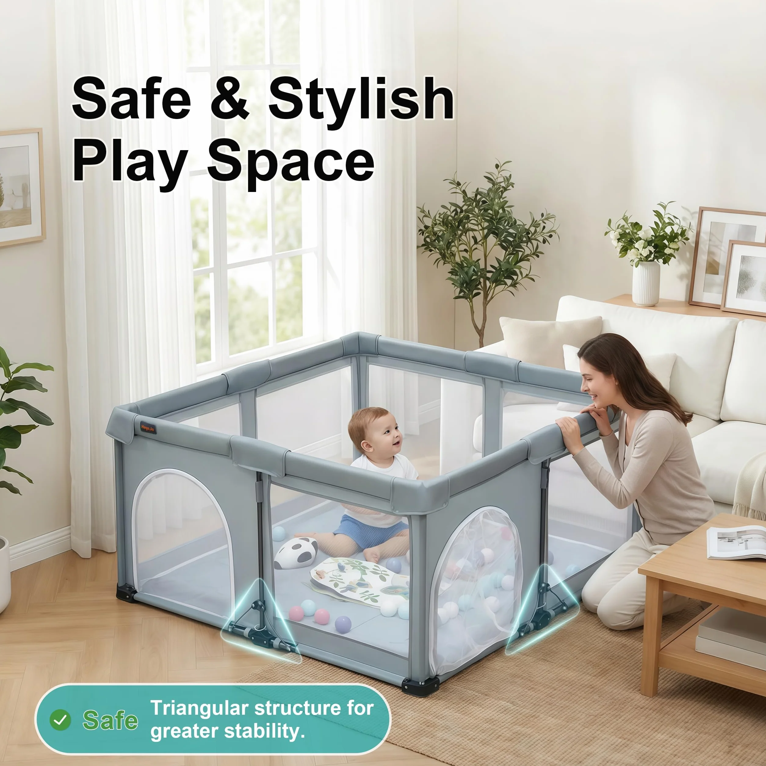 Parque infantil plegable para bebé con red, portátil, 127 x 127 x 67 cm