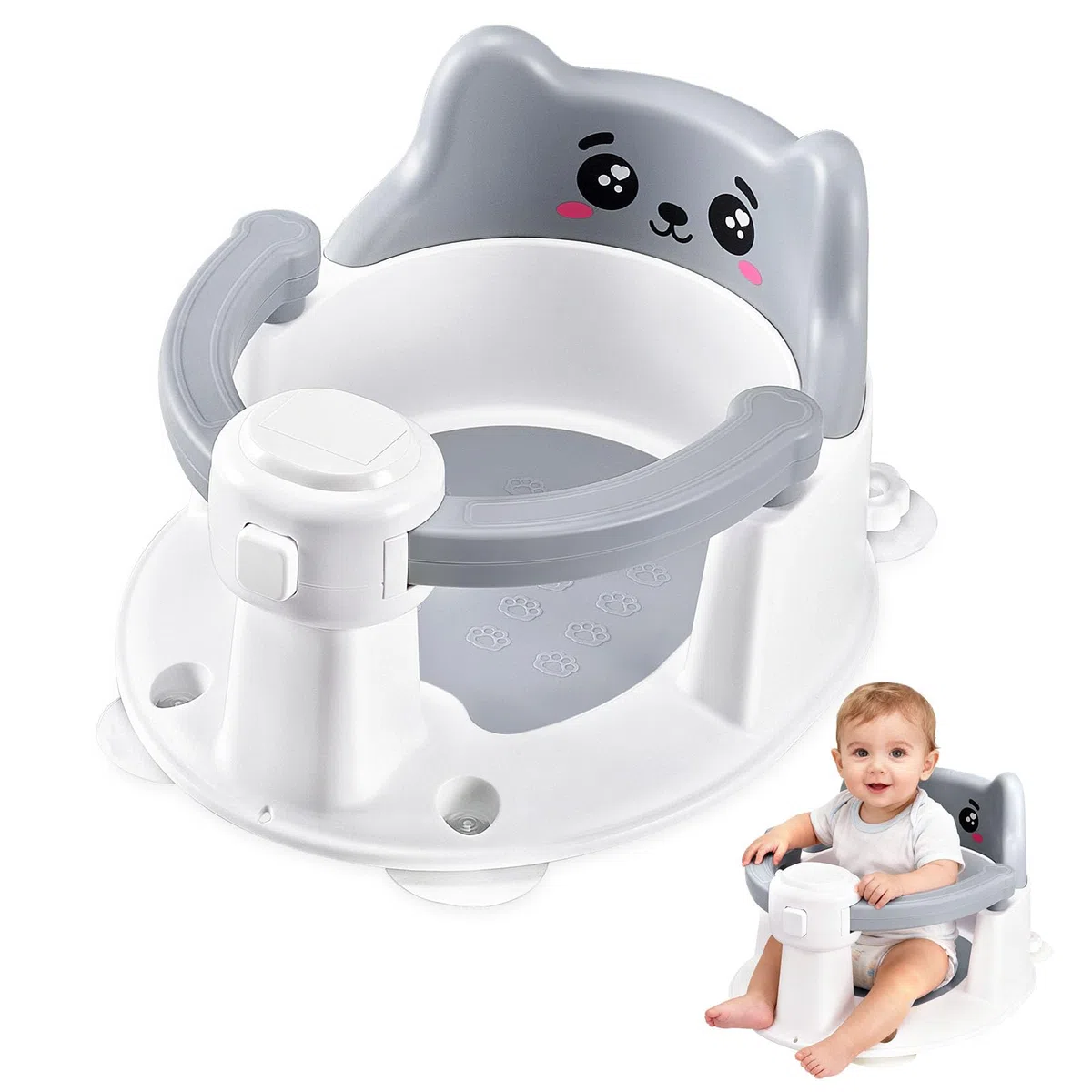 Asiento de Baño para Bebé 6-24 Meses, Asiento Ducha Bebe, Silla Baño Bebe con 4 Fuertes Ventosas, diseño ergonómico para un baño cómodo