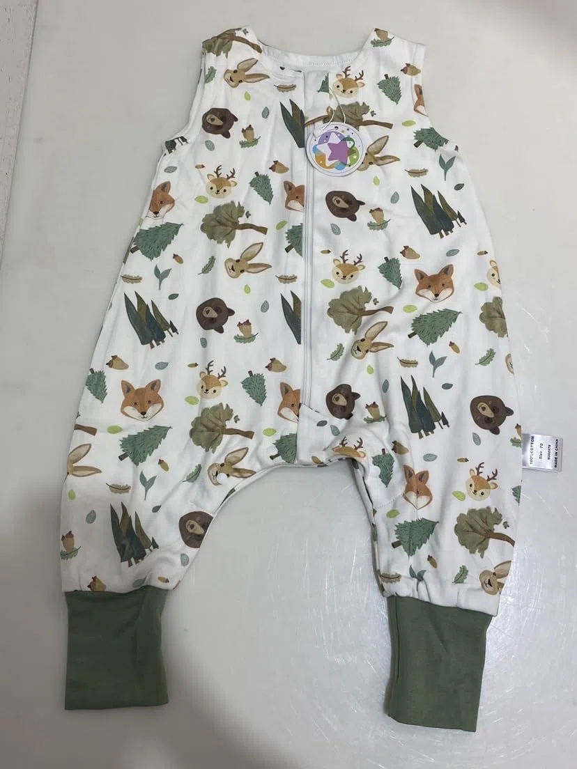 WYTbaby 2 Pack Saco de Dormir con Pies 1.0 Tog 100% Algodón Saco Dormir Bebe para Niños y Niñas, Animal Forestal + Verde Claro