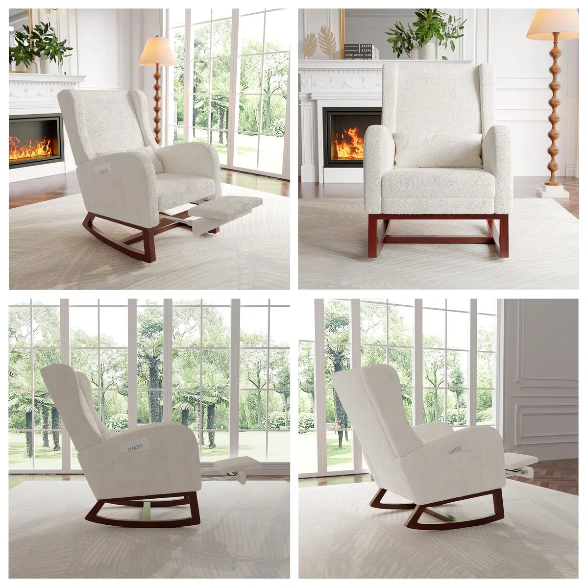 Mecedora, silla de lactancia, mecedora con reposapiés y bolsillo lateral, silla de lactancia, cómoda silla de lectura con reposabrazos, silla acolchada para salón o dormitorio