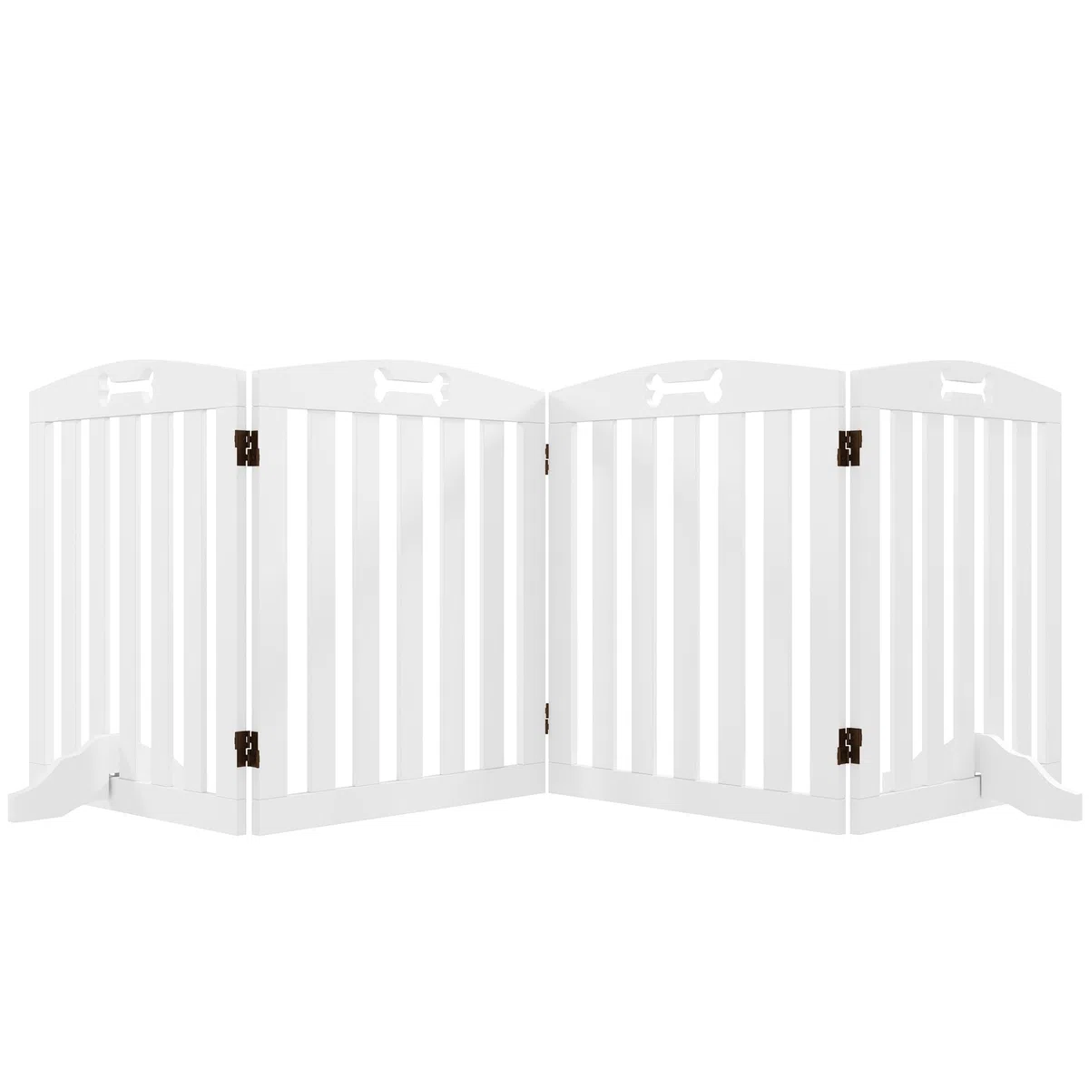 PawHut Barrera de Seguridad para Perros Plegable 207,5 cm, Valla para Perros Pequeños y Medianos de 4 Paneles con Pies Extraíbles, Puerta de Seguridad para Mascotas, para Escalera, Pasillo, Blanco