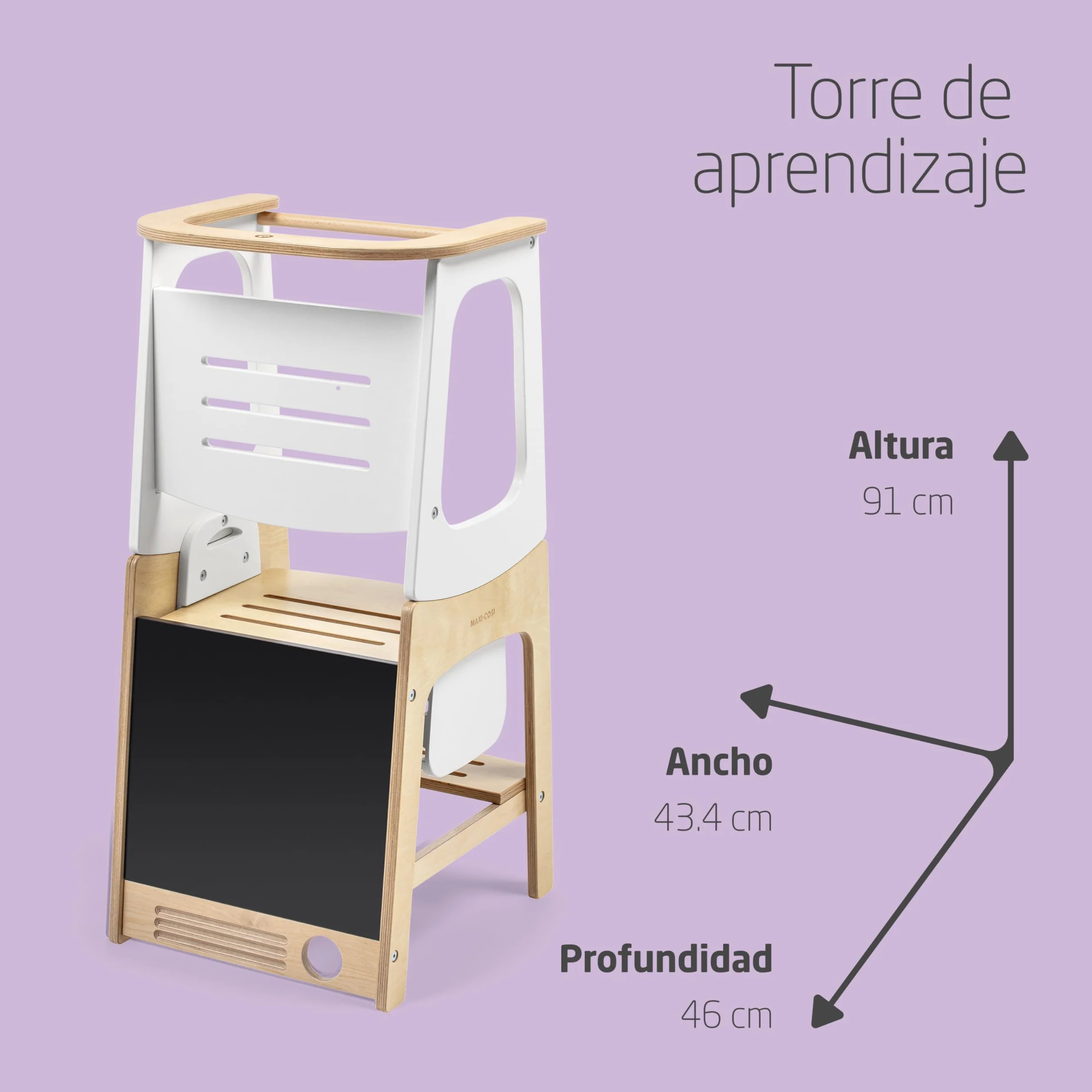 Maxi-Cosi Toucan 3 en 1 Torre Aprendizaje Madera Montessori 1,5-99 Años 10-150kg 3 Alturas FSC 100% Madera Certificada