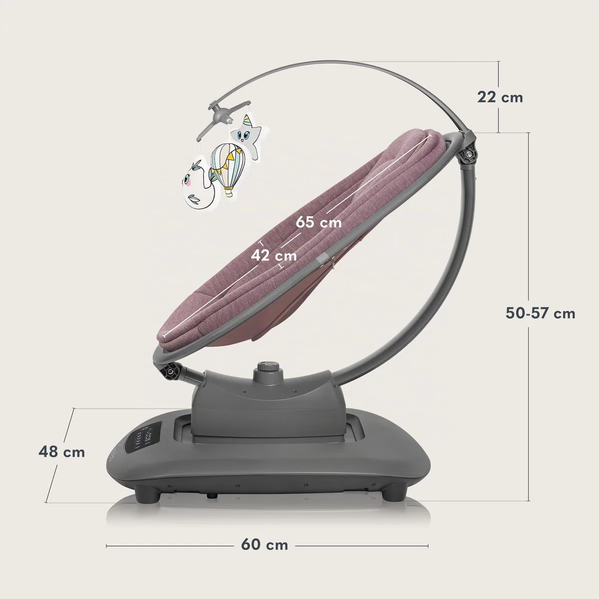 LIONELO BLOSSOM Hamaca bebé eléctrica hasta 9 kg Silla Mecedora para Bebé Respaldo Ajustable Balanceo natural 5 Velocidades Asiento Ergonómico Bluetooth Mando a Distancia, 5 melodías
