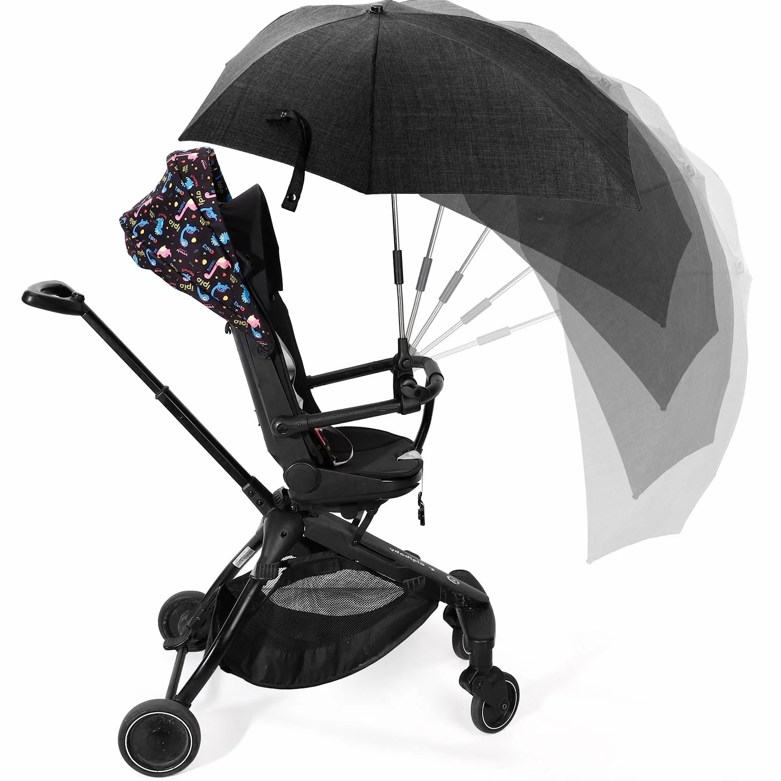 Sombrilla Universal Carrito de Bebé, Protección UV 50+, con Soporte para Tubos Redondos y Ovalados para Sombrilla Cochecito y Silla de Paseo Bebé,Doble Orificio de Sujeción,78cm Diámetro