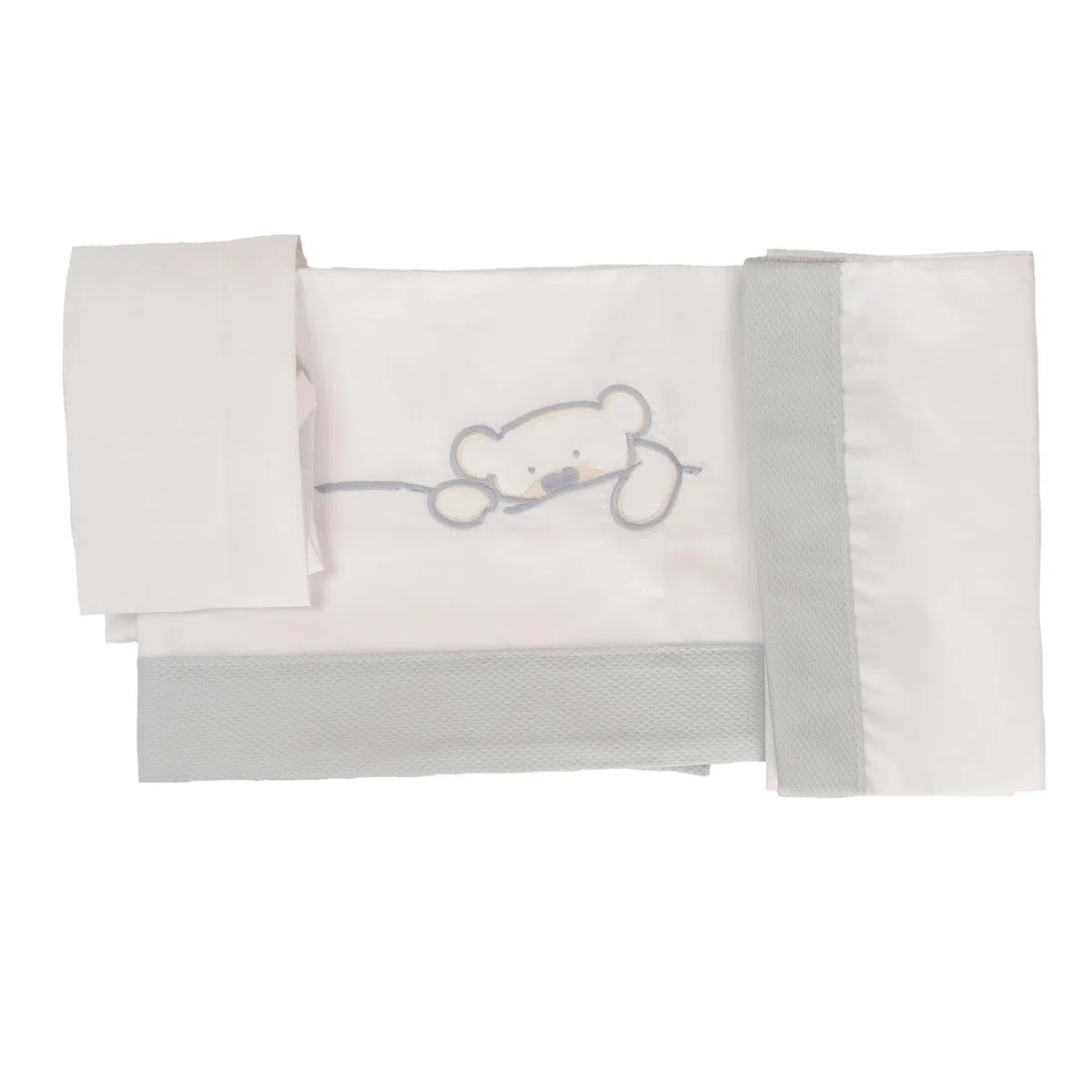 Babyline Sábana Bebé Algodón Orgánico + Bajera Ajustable + Almohada. Bordada. 100% Algodón, Hipoalergénica, Suave, Hilatura Premium. (Sweet Bear, Maxicuna 70x140) | Algodón Orgánico.