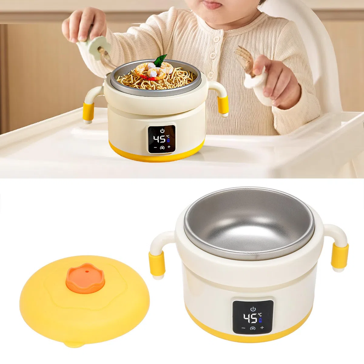 Calentador Eléctrico Portátil Inteligente para Alimentos, Calentador Eléctrico para Niños Pequeños con Batería Recargable por USB de 4500mah, Acero Inoxidable 316 para una Alimentación Segura