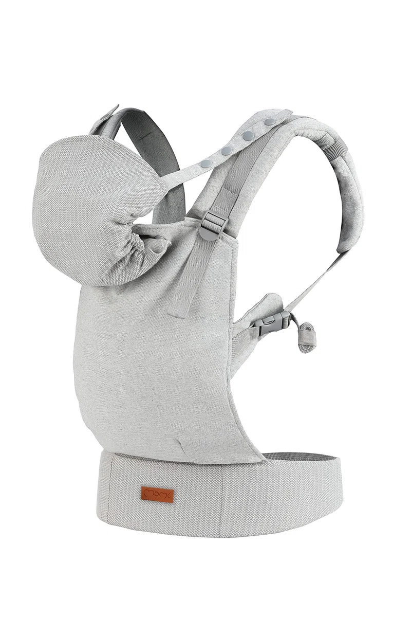 Portabebés MoMi COLLET para niños de 3 a 48 meses (peso de 3 a 15 kg), 2 posiciones de transporte con 6 puntos de ajuste, con capucha y reposacabezas para bebé