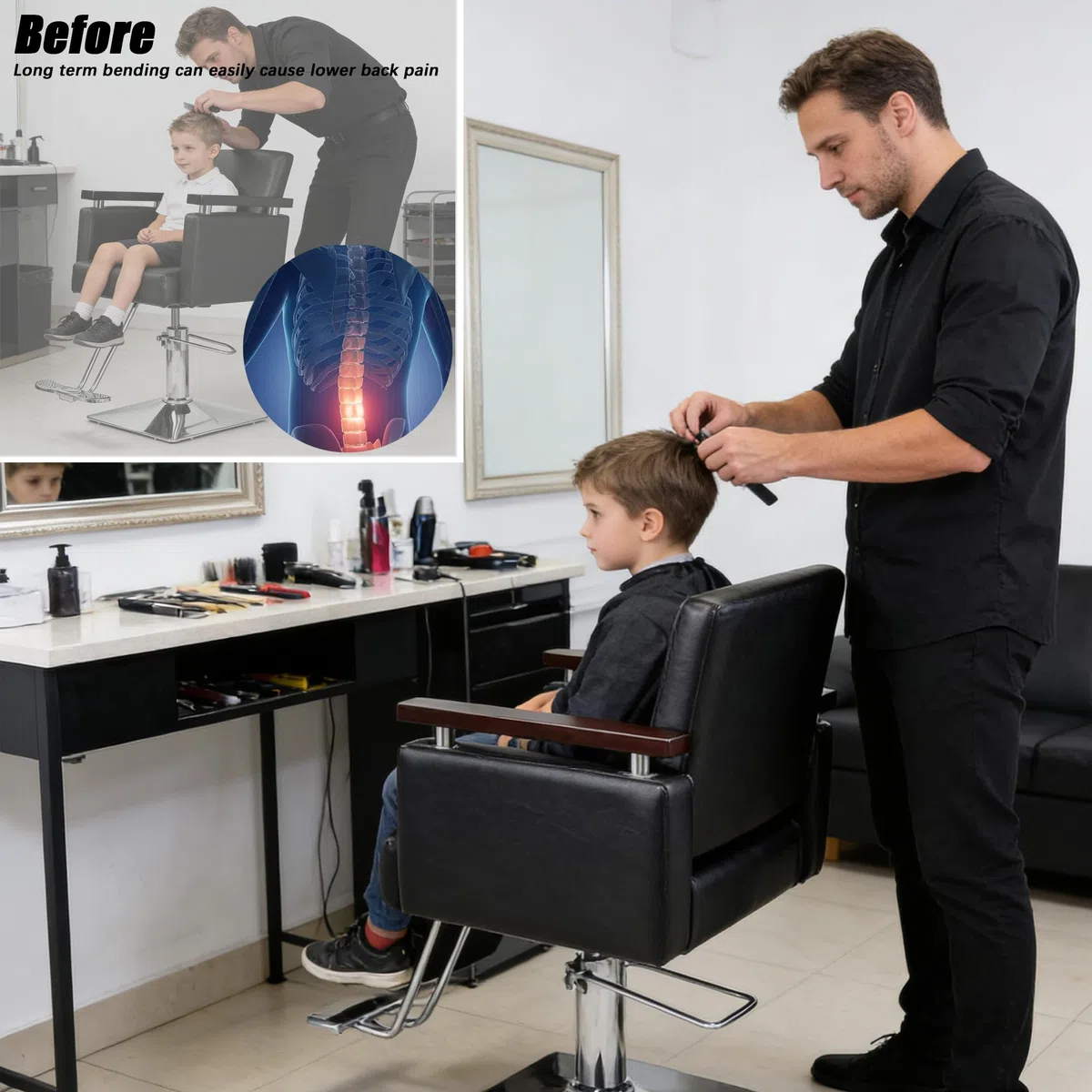 Asiento elevador de salón para corte de pelo de niños, poliuretano impermeable, equipo de spa de belleza, silla de peluquería para salón, restaurante, hogar, 37 x 28 x 15 cm