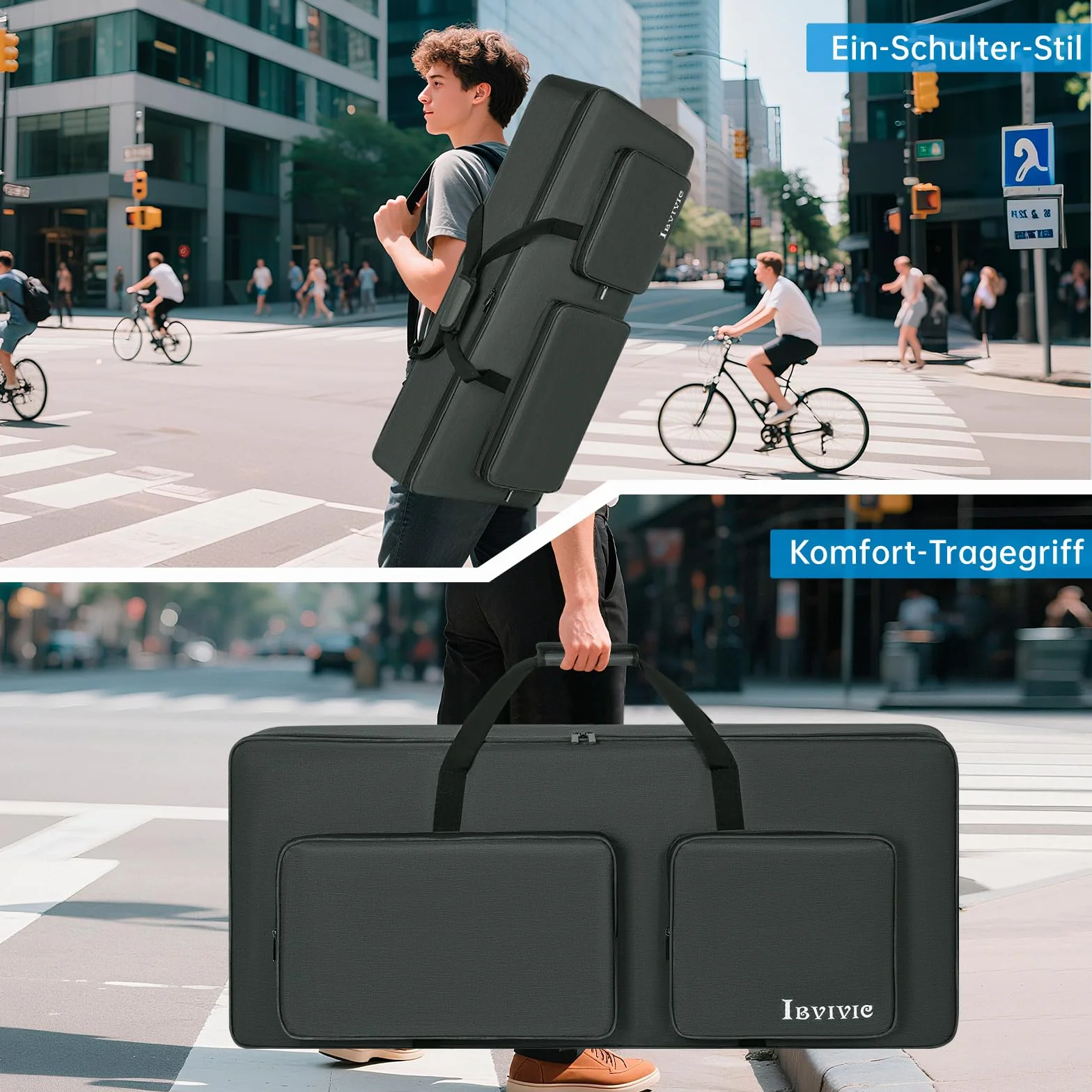 OUUTMEE 61 Bolso para Teclado de 107 x 45 x 16 cm, Funda para Piano de Teclado con Dos Maneras de Llevarlo, Funda de Piano de Teclado de 600D Oxford Resistente al Agua