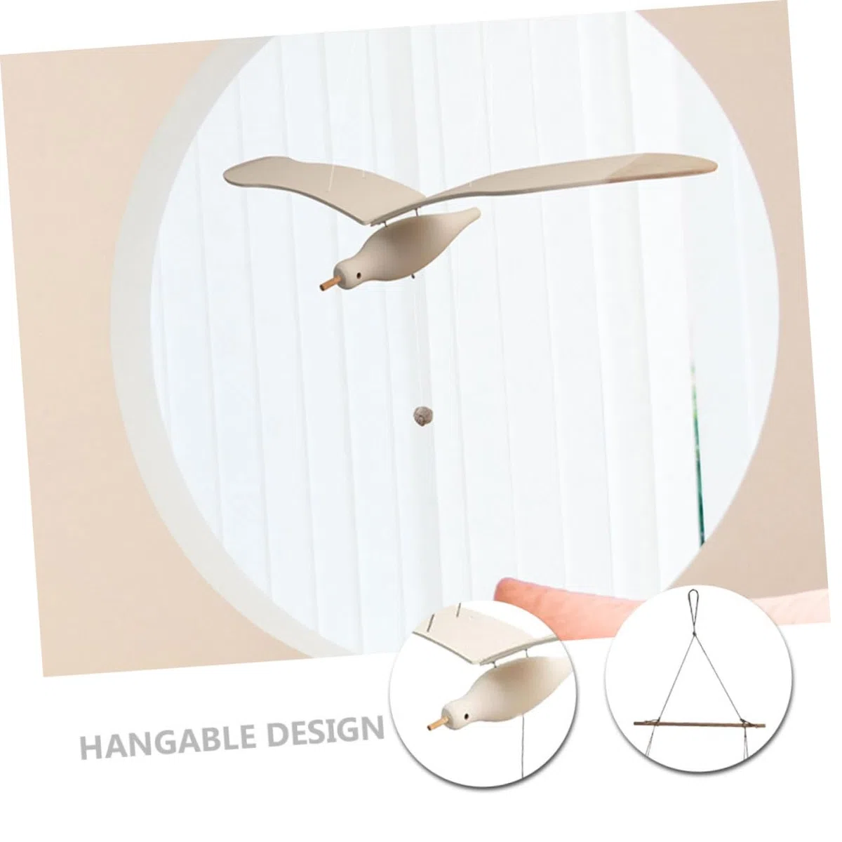 Colgante Cuerda de Cáñamo Adorno de Pájaro de Madera Diseño Único y Material Seguro para Decoración de Habitación Infantil para Dormitorio o Fiesta de Bienvenida de Ñiño