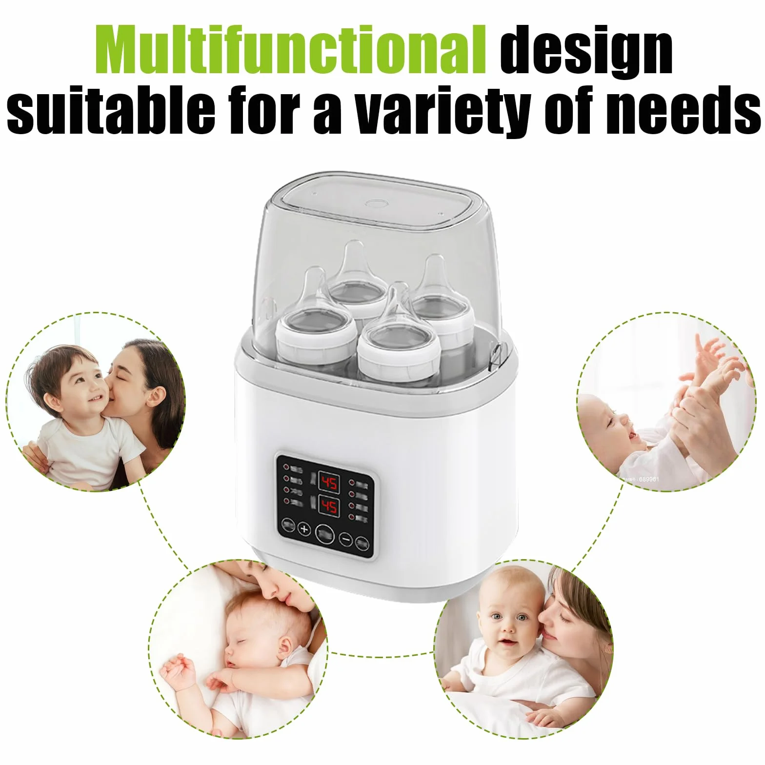 GBKDQQ Calentador de biberones para bebé, 8 en 1, esterilizador para biberones, calentador de biberones para bebés, calentador rápido de alimentos para bebés y descongelación, calentador de alimentos