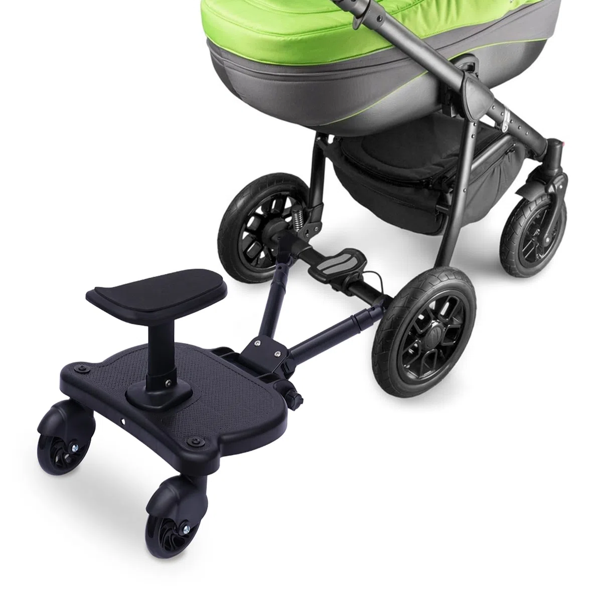 Universal Buggy Board estribo auxiliar pedal adaptador remolque asiento tabla de pie con asiento para cochecito tabla de ruedas de hasta 25 kg negro