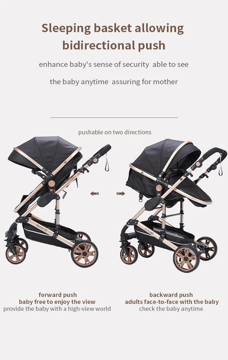 Carrito Bebe 3 en 1, Carrito Bebe con Diseño Portátil Plegable de Un Clic, Carro Bebes 3 Piezas con Empuje Reversible de Dos Vías, Cochecito Tres Piezas con Accesorios (739 Red)