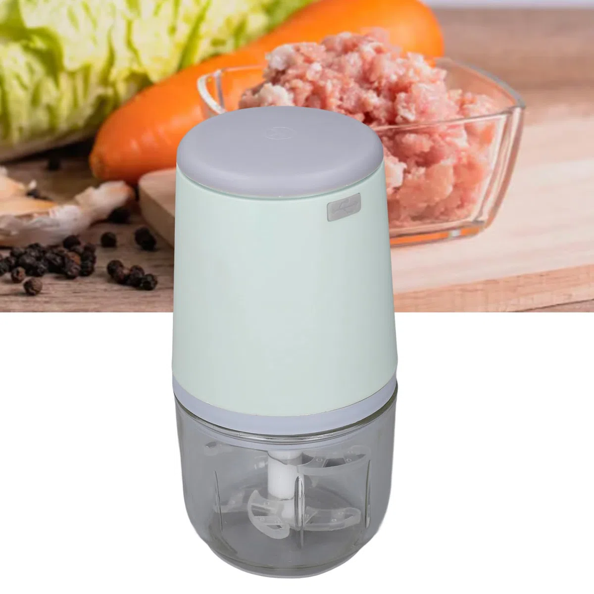 Mini Procesador de Alimentos Inalámbrico, Picador Eléctrico Inalámbrico para Verduras, Frutas, Carne, Ajo, Fabricante Portátil de Alimentos para Bebés, Capacidad de 300 Ml, Fácil