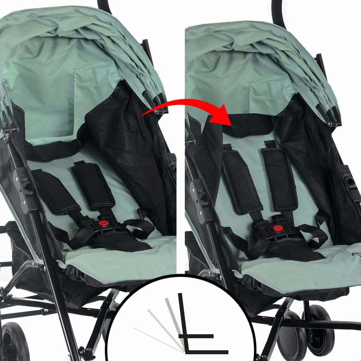 Mobiclinic®, Carrito bebe, Elefant, Marca española, Plegable, Respaldo reclinable, Doble sistema de seguridad, Ruedas extraíbles, Arnés ajustable 5 puntos, Silla paseo ligera, Verde y negra