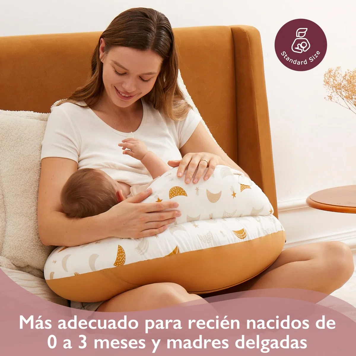 momcozy Cojín de Lactancia con Borde de Seguridad – Cojín ergonómico de Lactancia y Apoyo con Correa Ajustable y Funda de algodón extraíble, Lluvia de meteoritos