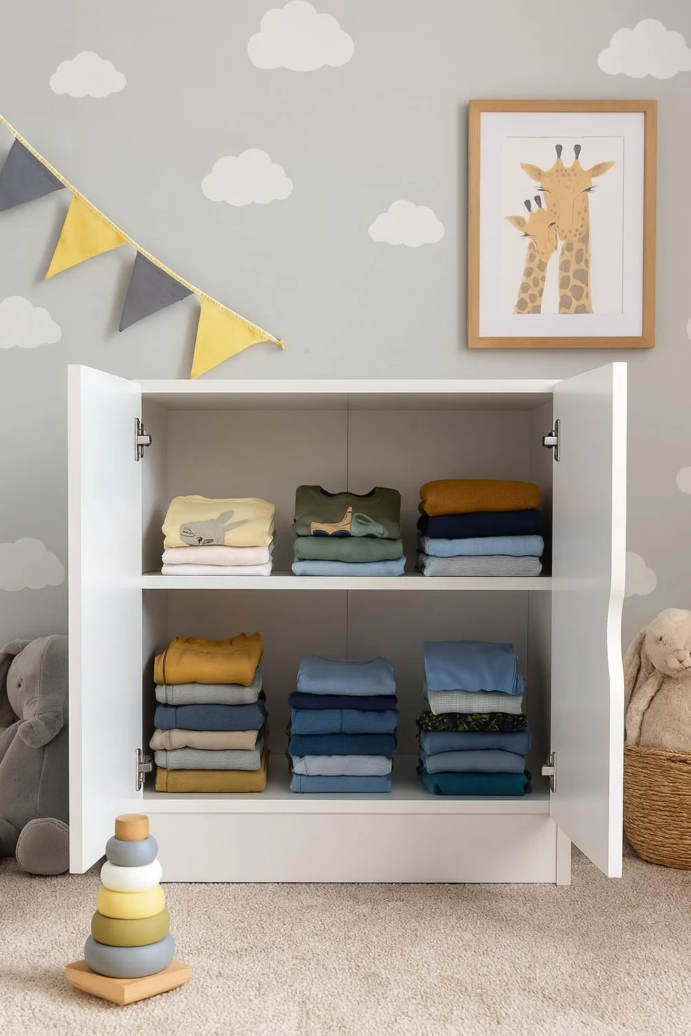 leomark Mueble Roma Blanco Semimate Armario Bajo 60x42x78 cm con Estante Ajustable Diseno Clasico Tablero 18 mm Asa Segura Montaje Sencillo Ideal para Salon Dormitorio o Pasillo, Caballo
