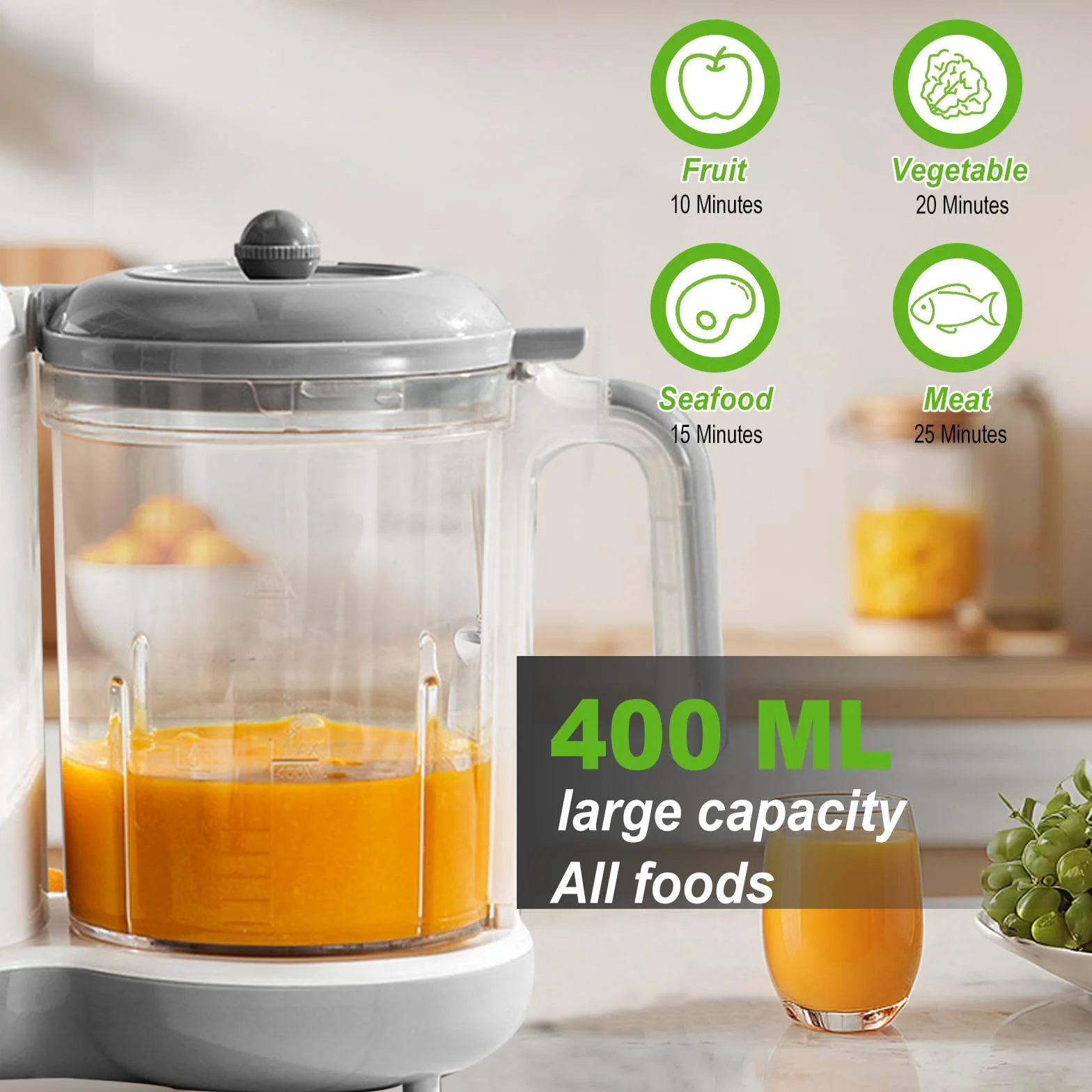 Robot De Cocina Para Bebé, Baby Food Maker Con Vapor, Mezcla Y Calentamiento, Preparador De Alimentos Para Bebés Con 4 Preconfiguraciones De Cocción
