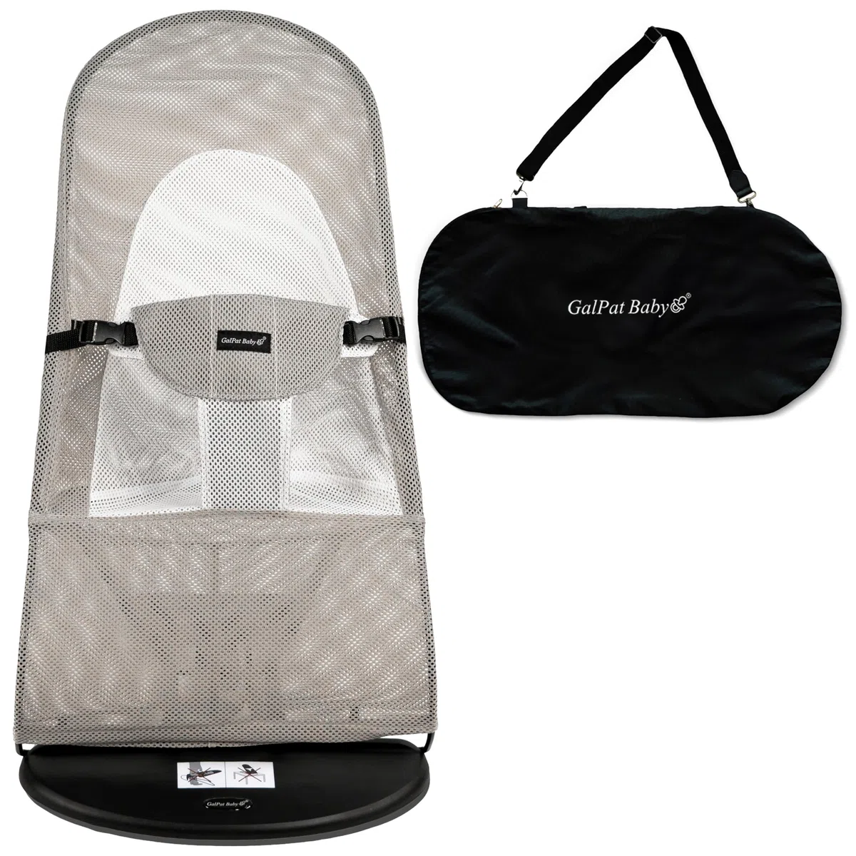GalPat Baby - Funda Hamaca Compatible con BabyBjorn y GalPat Baby Transpirable - Asiento para Hamaca de bebé Transpirable - Color Gris (Funda + Bolsa DE Transporte)