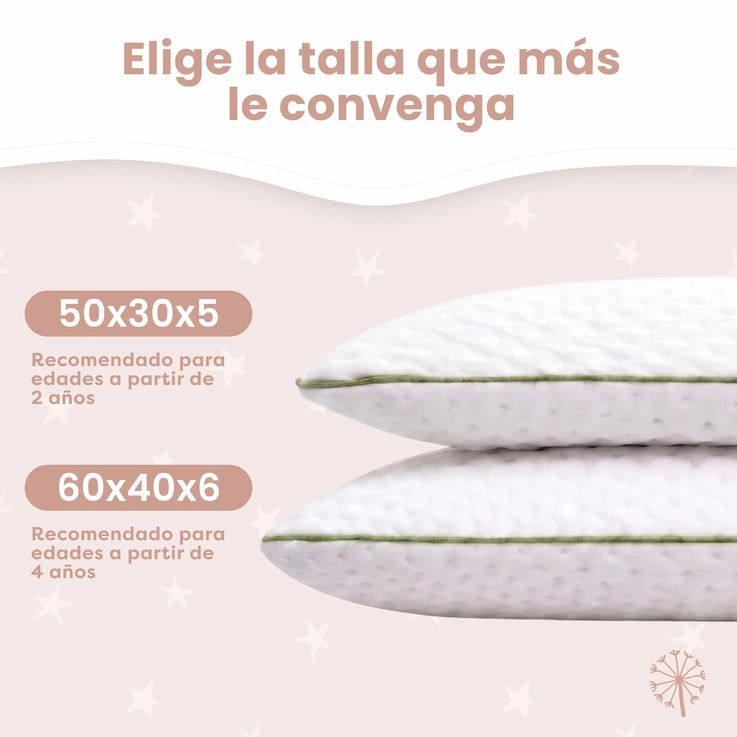 Almohada Infantil Viscoelástica 60x40x6 Memory Foam Transpirable Antisofocos Funda Tencel Hipoalergénica