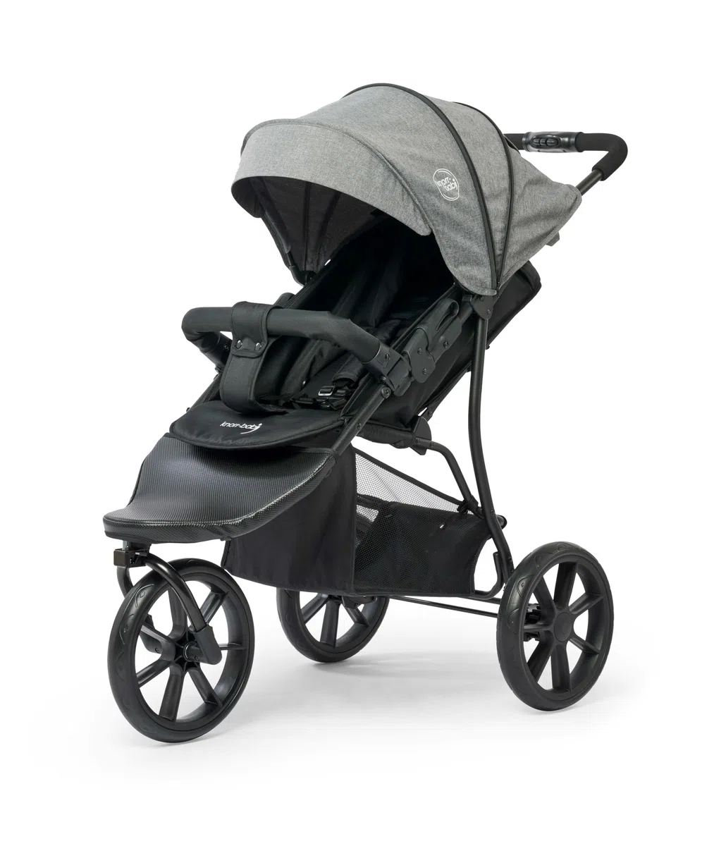 Carrito para niños de la marca Knorr-Baby, con tres ruedas y capota gris oscuro