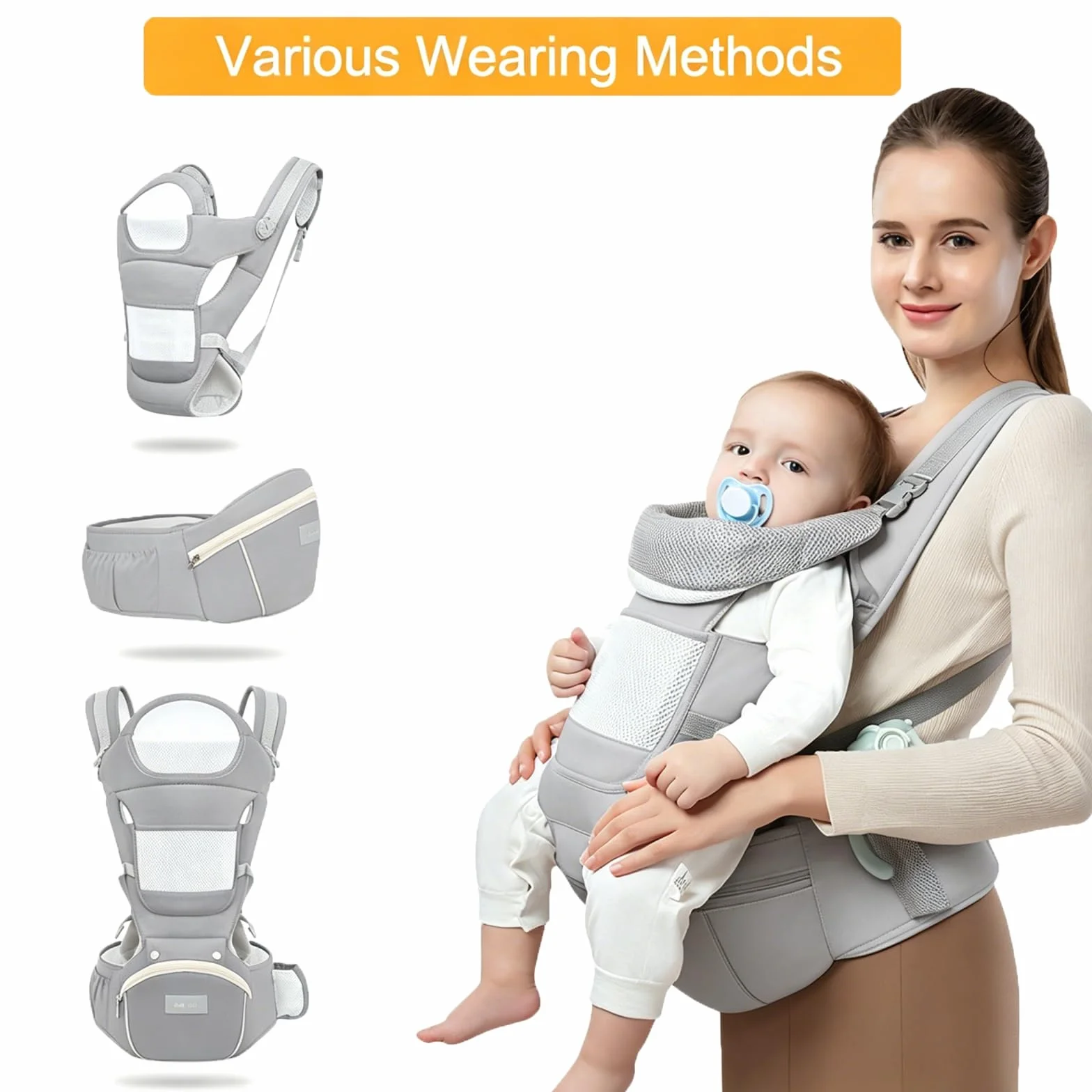 Mochila Portabebés Ergonómica 0-48meses 3.5-25kg Algodón Transpirable