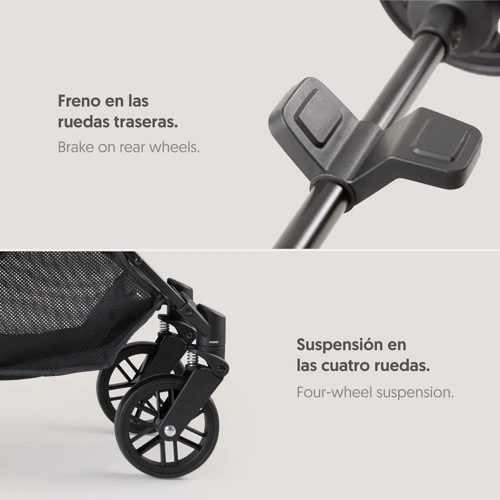 Interbaby Silla de Paseo Ligera y Compacta, Carrito Bebé Plegado Automático, hasta 22 kg, desde Nacimiento, Reclinable, Capota XXL, Suspensión, Cochecito Bebé Viaje Cabina (MIN SPACE PLUS Rosa)