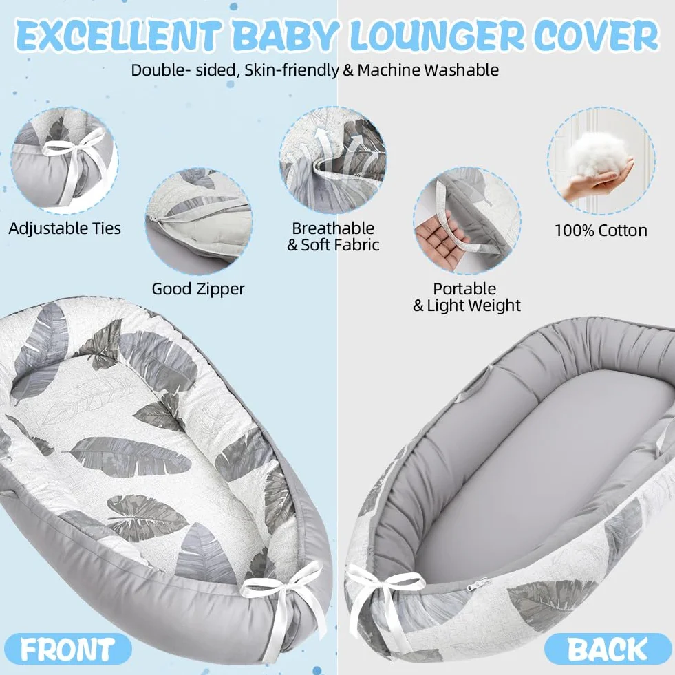 HOTUT Nido Bebe Recien Nacido, 100% Algodón, Reductor de Cuna o Nido de Colecho para Bebe, Apullo de Colecho Reductor Cuna Algodón Cuco, para Gondola Moisés y Viaje