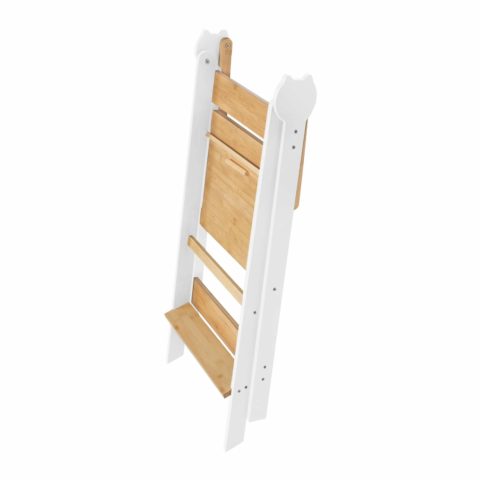 Torre Montessoriana de aprendizaje plegable, multiusos, torre de aprendizaje de madera natural de abedul, torre de observación infantil, plegable, seguridad, 88 x 45 x 45 cm