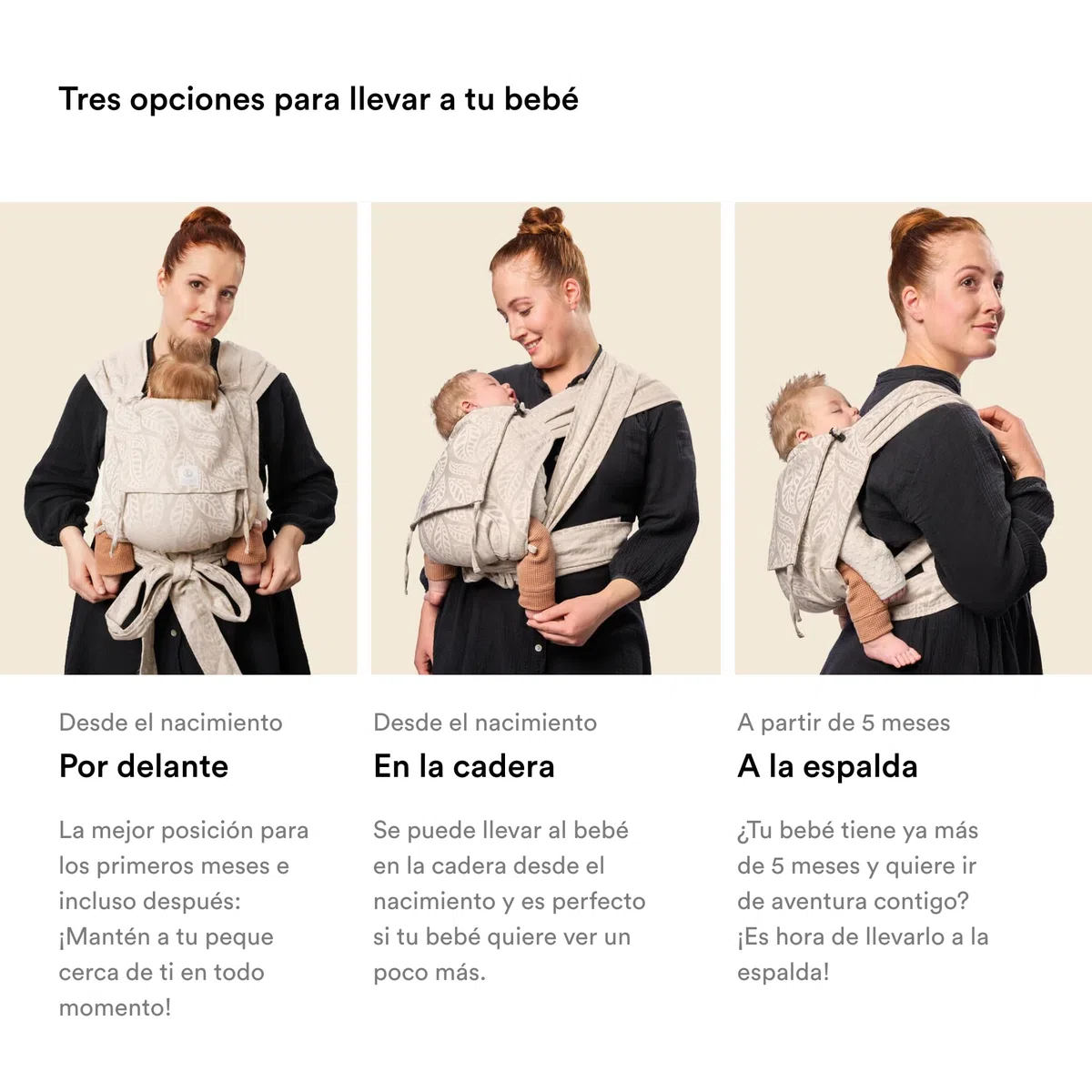 Portabebés Stokke Limas, Floral Beige (OCS) - Portabebés de media hebilla para recién nacidos - Tres opciones de transporte - Seguro desde el nacimiento y hasta 15 kg