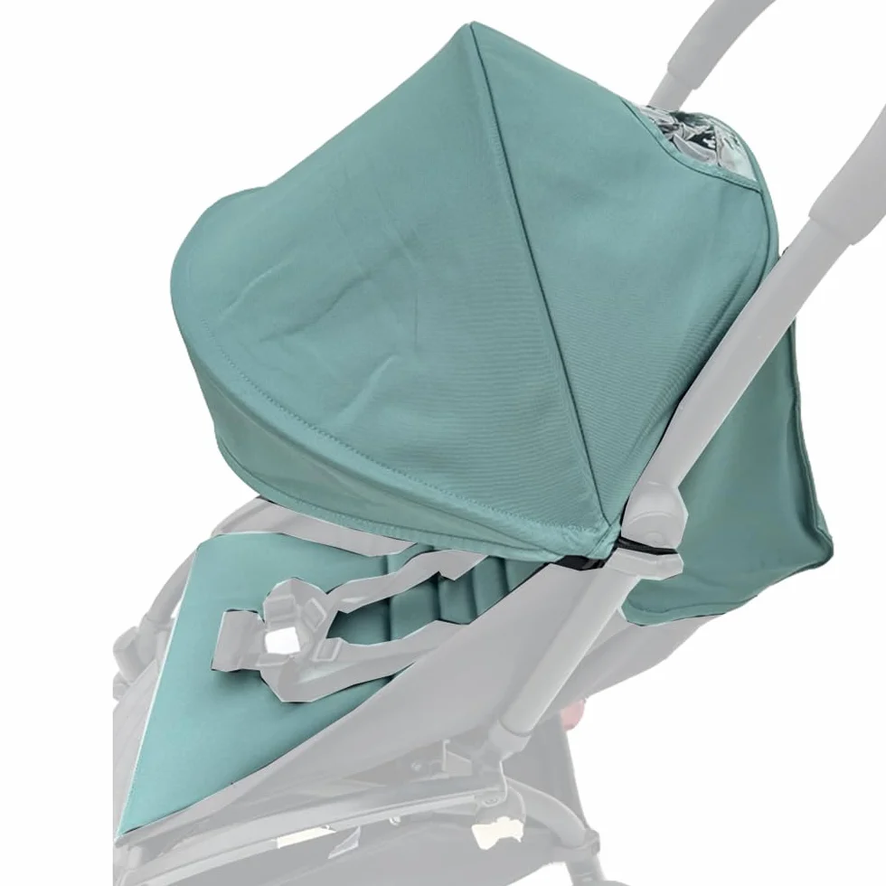 Toldo para cochecito y cojín de asiento compatible con Babyzen YOYO 2 y YOYO+, kit de repuesto de accesorios para cochecito, tela impermeable de doble capa (azul aguamarina)