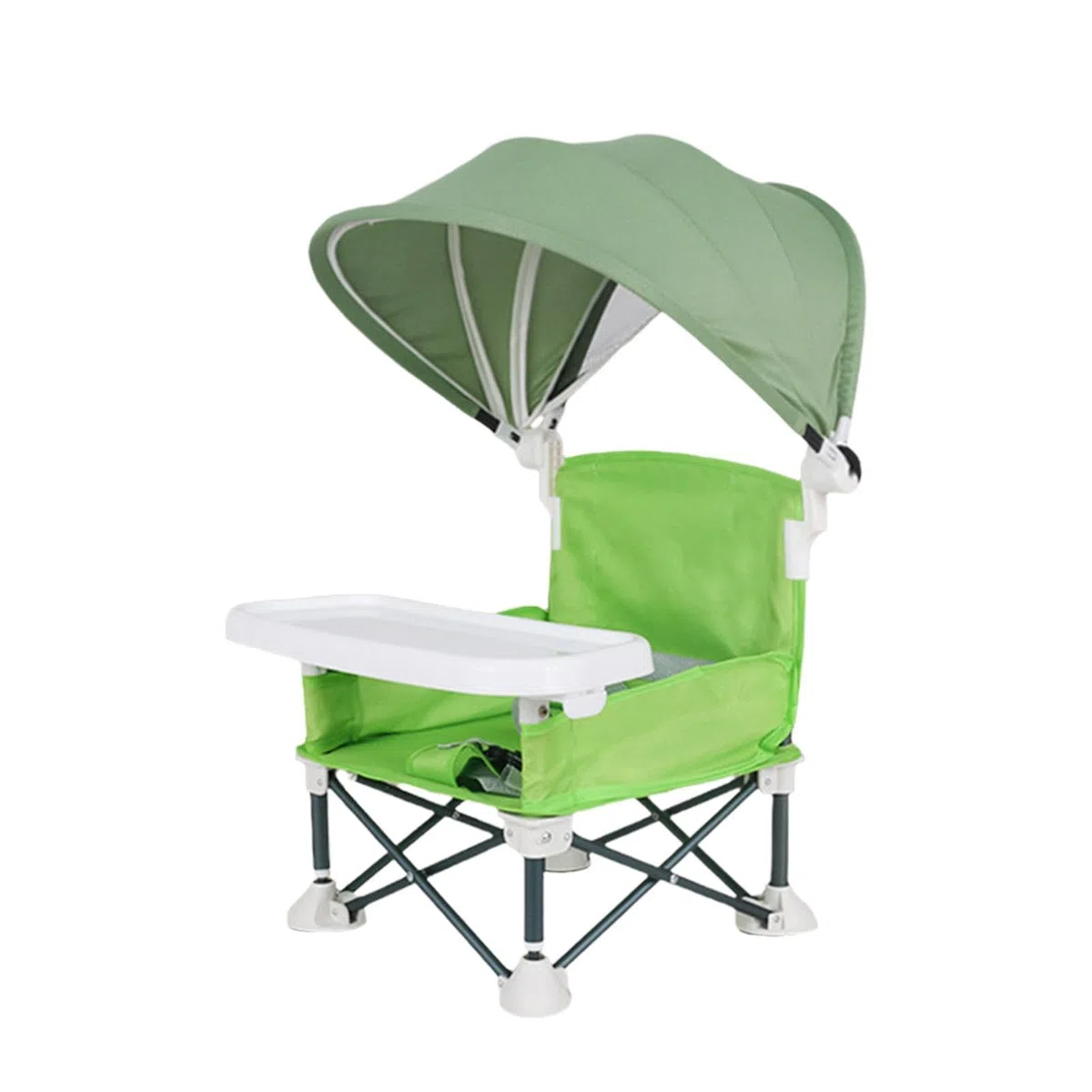 Silla De Comedor Plegable Para Bebe - 38x31x37 Cm Asiento De Viaje Para Niños Pequeños Con Bandeja Extraíble Y Sombrilla - Para Niños, Camping, Playa, Uso En Cés