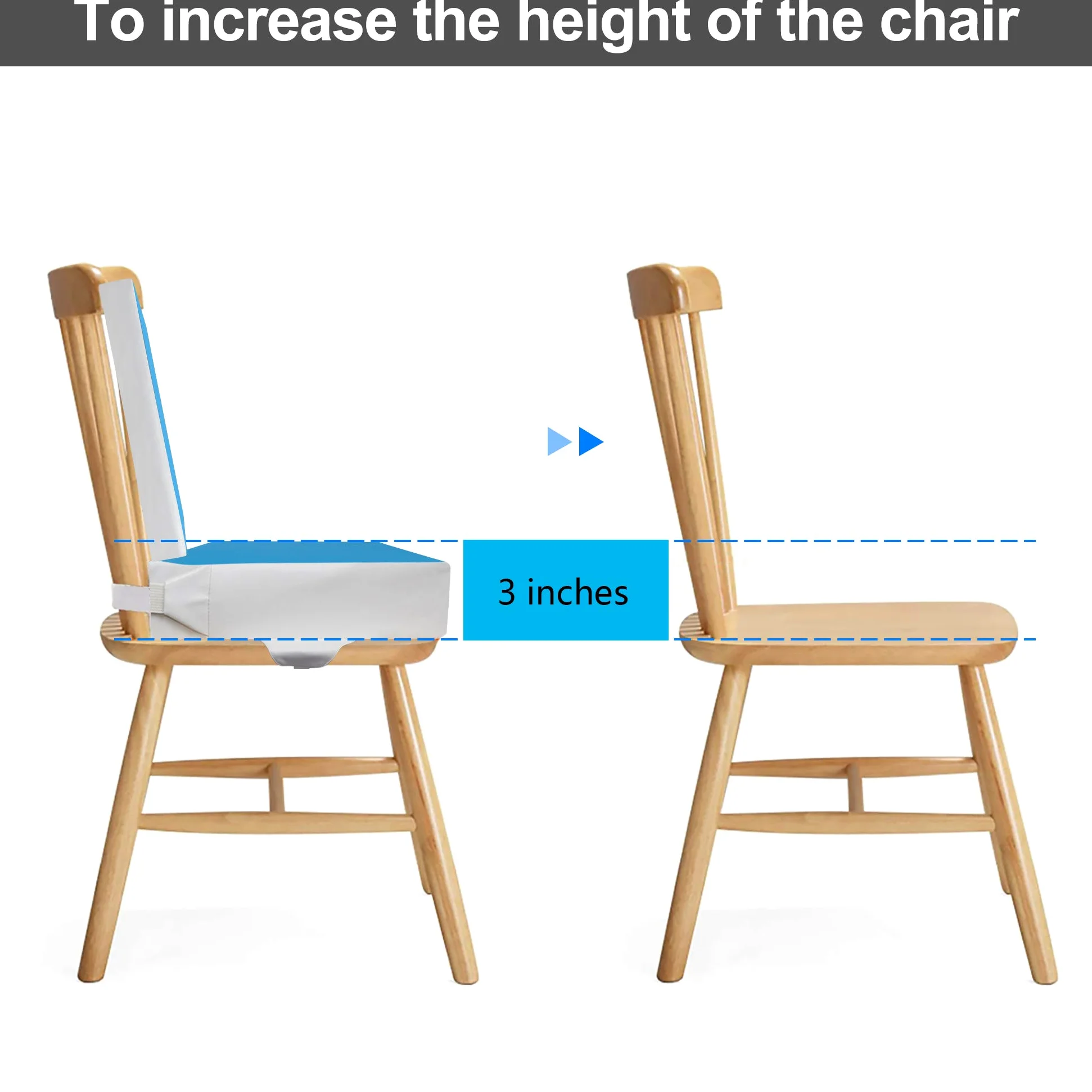 Cojín Elevador para Niños 3PCs Asiento Elevador Infantil Cojines para Tronas para Bebé de Lavable y Ajustable Elevador de Asiento con Correas para Silla de Comedor Azul