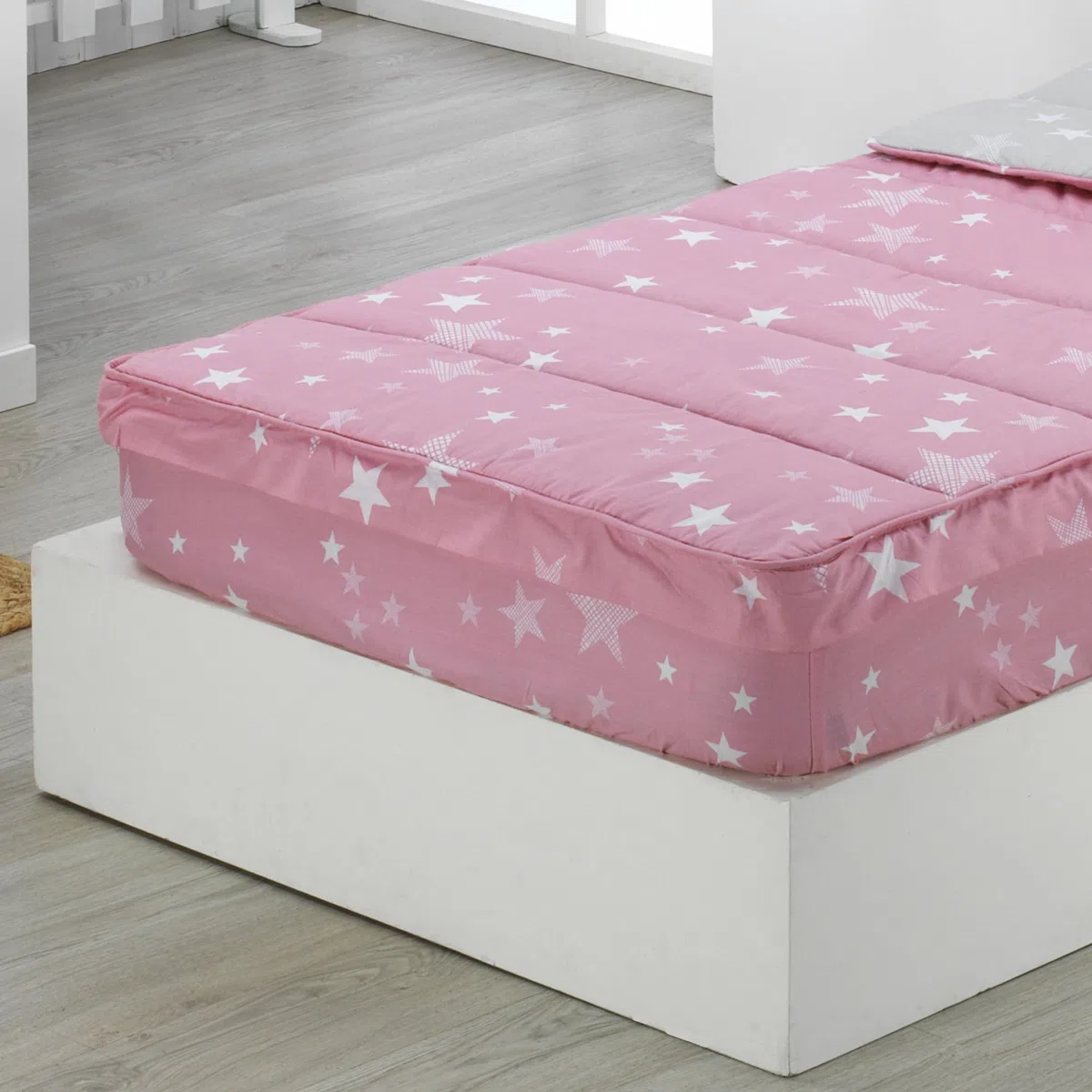 DHESTIA HOME - Saco Nórdico con Cremallera Edredón Ajustable Cama Infantil Estrellas Stars - Color Rosa, Talla Cama 90