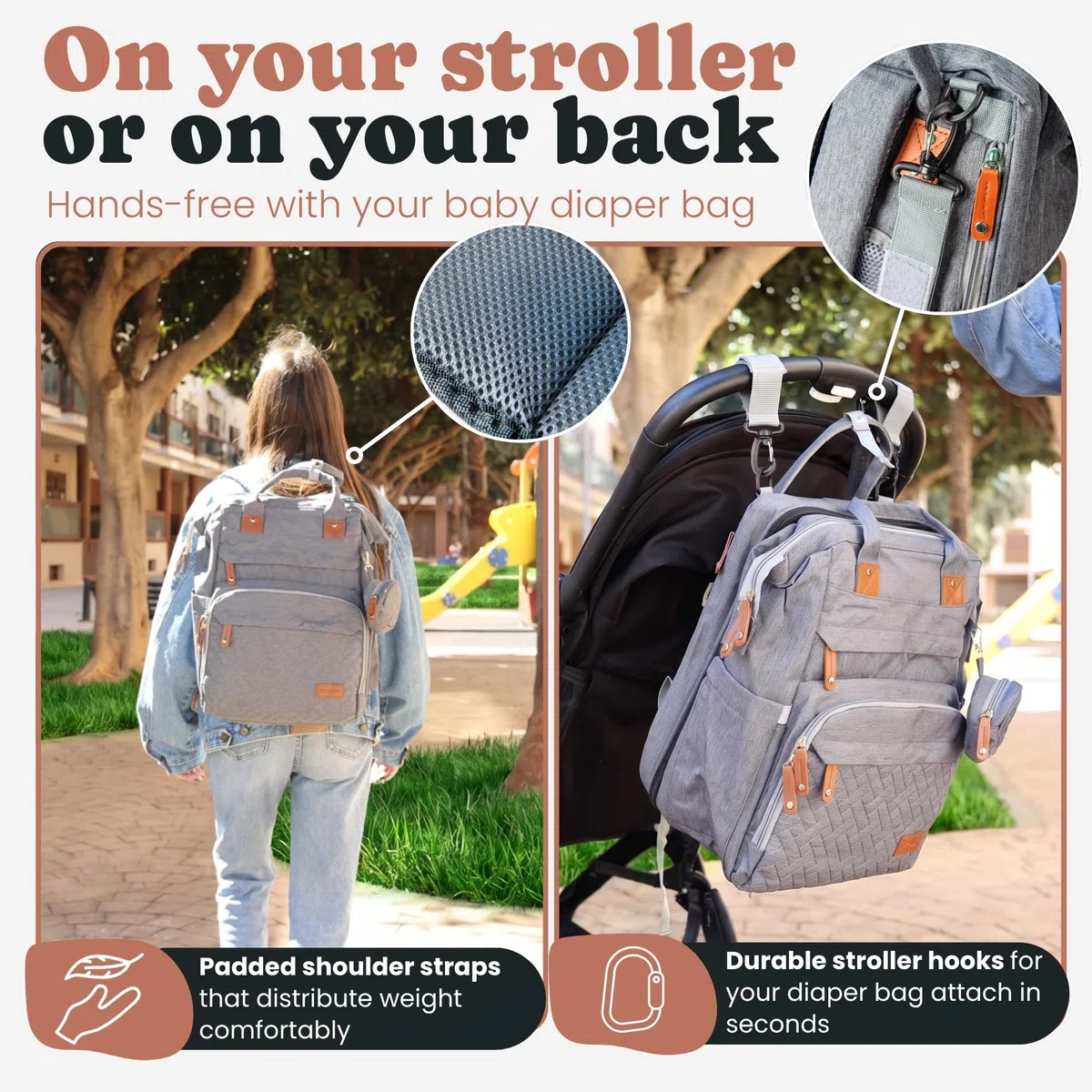 Mochila Bebe Pañalera con Cambiador Portátil - Mochila Carro Bebé Impermeable Gran Capacidad
