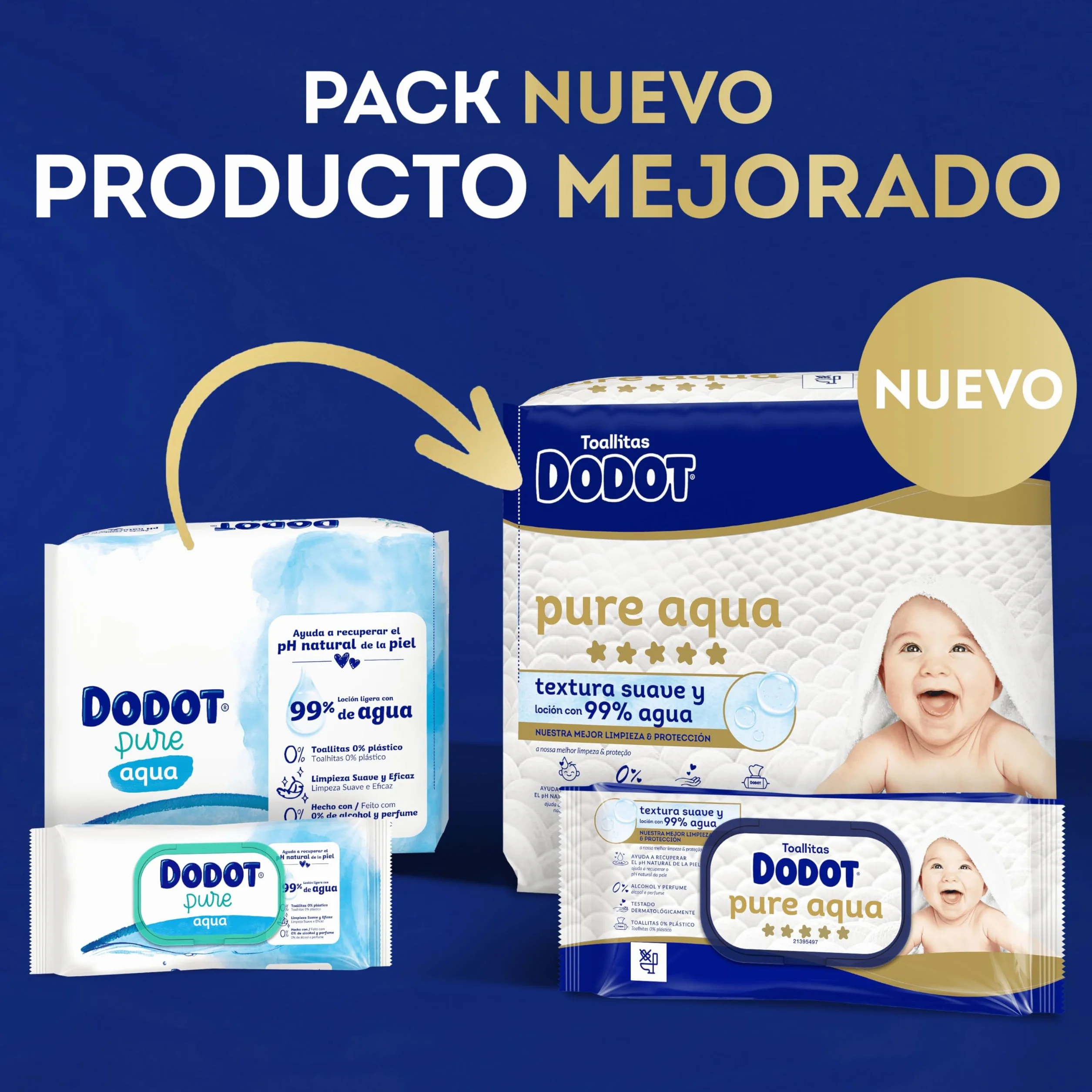 Dodot Pure Aqua Toallitas para bebé 900 sztuk 15 pakietów 99% woda