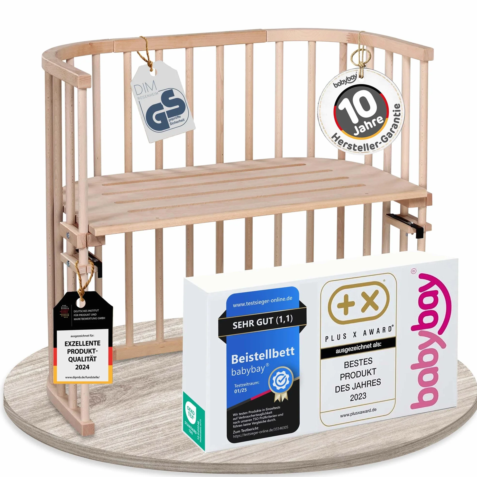 babybay Original - Cuna adosada con ventilación extra, color madera natural