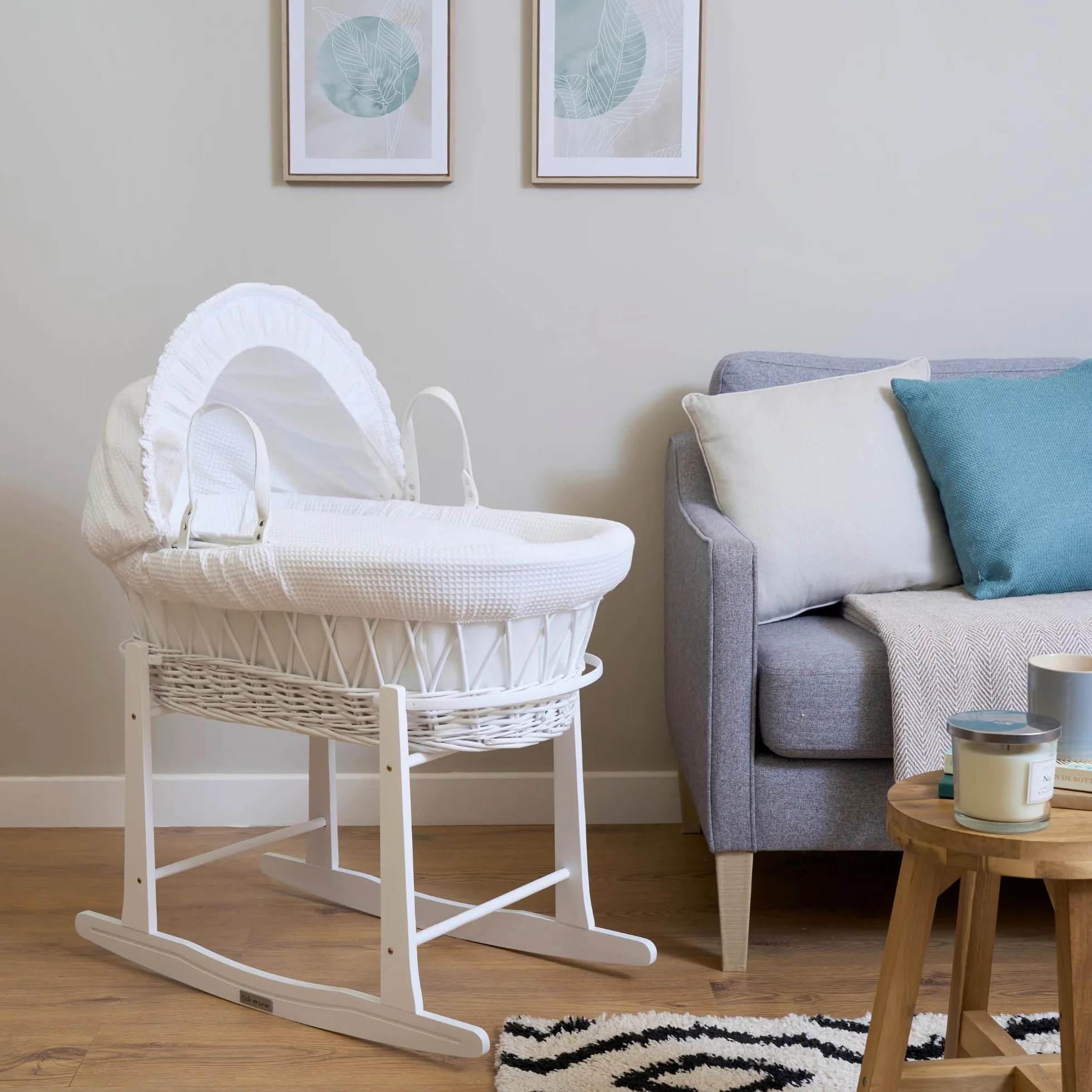 Clair de Lune Soporte para cesta mecedora de moisés, color blanco