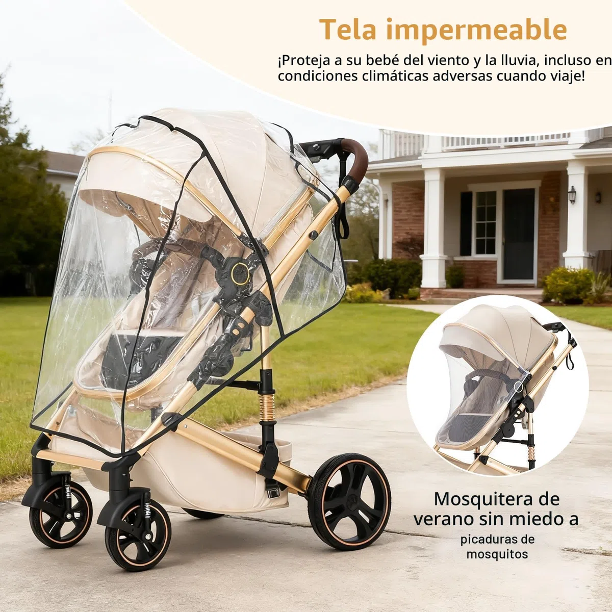 BEBBY BEBBY Cochecito de bebé 3 en 1,Carricoche Combinado Paisaje Alto Marco de Aluminio Para Recién Nacido0-22KG,Portátil Carrito Bebe 3 en 1 Con Asiento De (H9-PINK, H9)