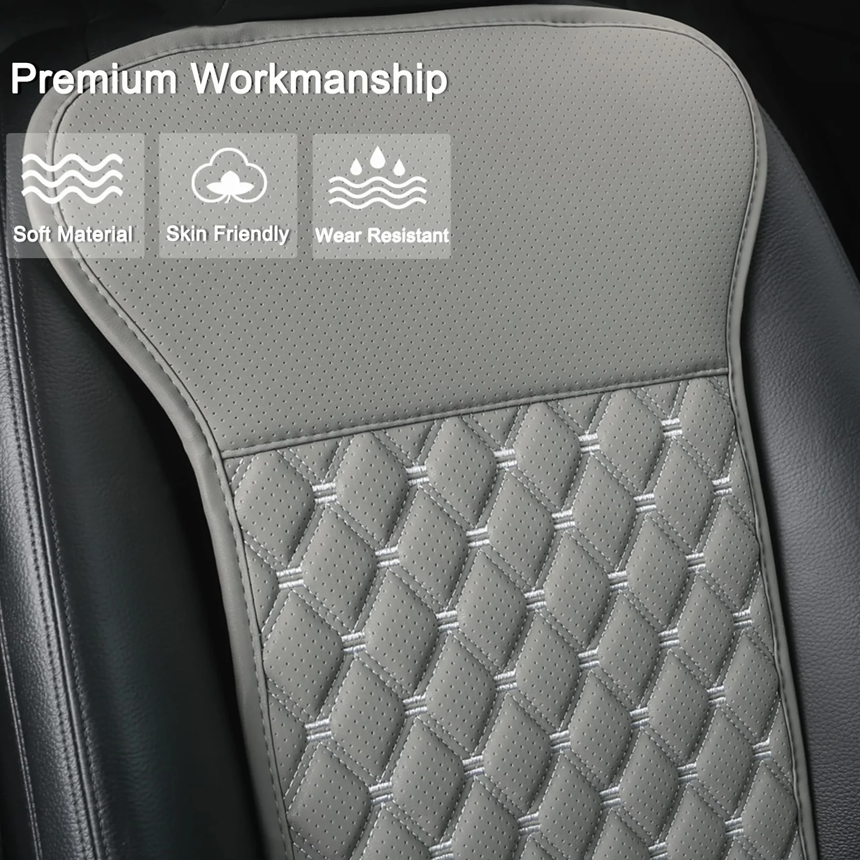 Black Panther 1 Pieza Funda Coche Asiento con Respaldo Accesorios De Coche Apto para Uso en Cuatro Estaciones(Gris)