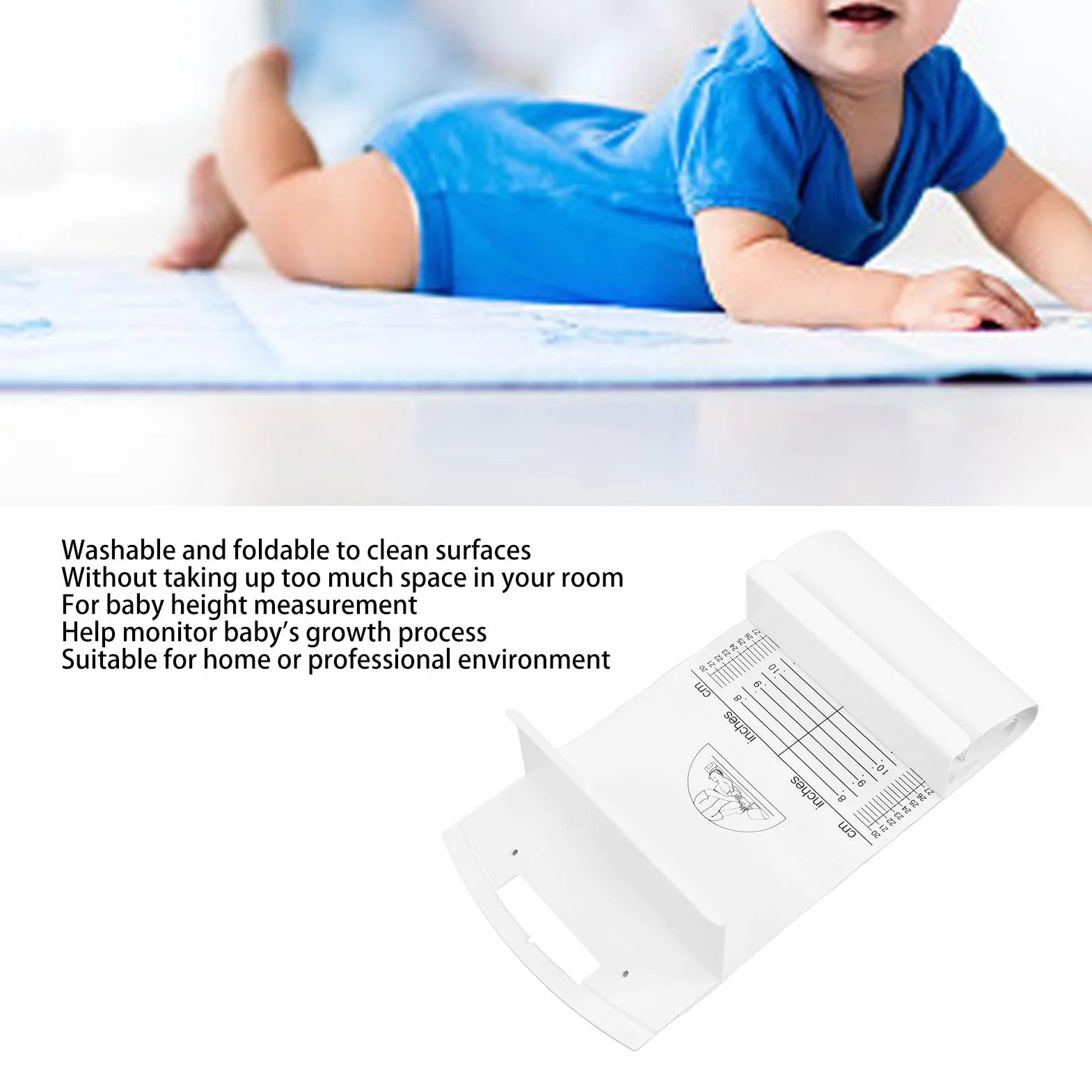 Oumefar Regla de Medición para Bebés, Alfombrilla de Medición para Bebés Que Ahorra Espacio Saludable, Plegable, Precisa para el Hogar Home