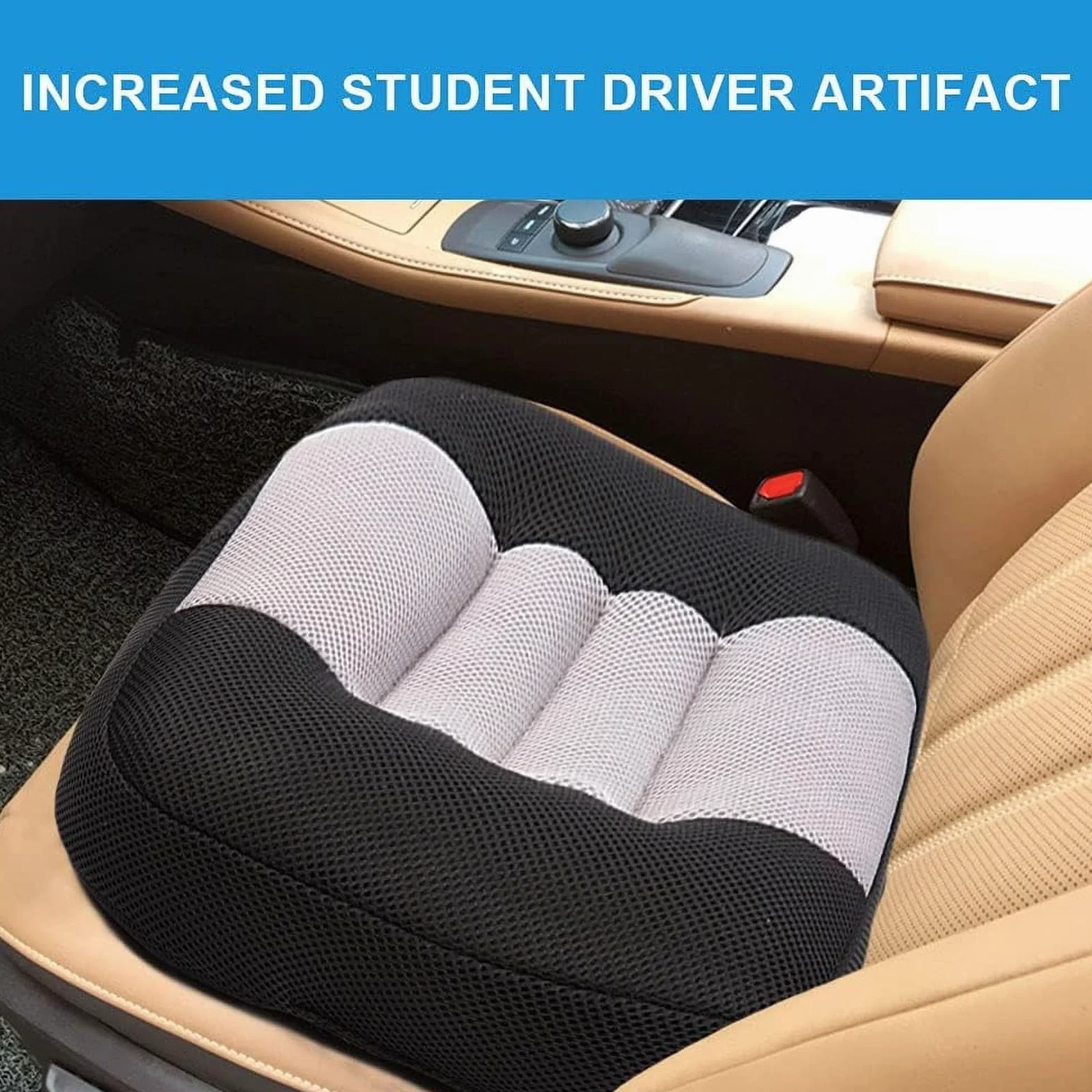 Cojín Elevador de Asiento para automóvil Ergonómico Cojín de Asiento portátil Altura 12cm Antideslizante para Conductor Pasajero niño