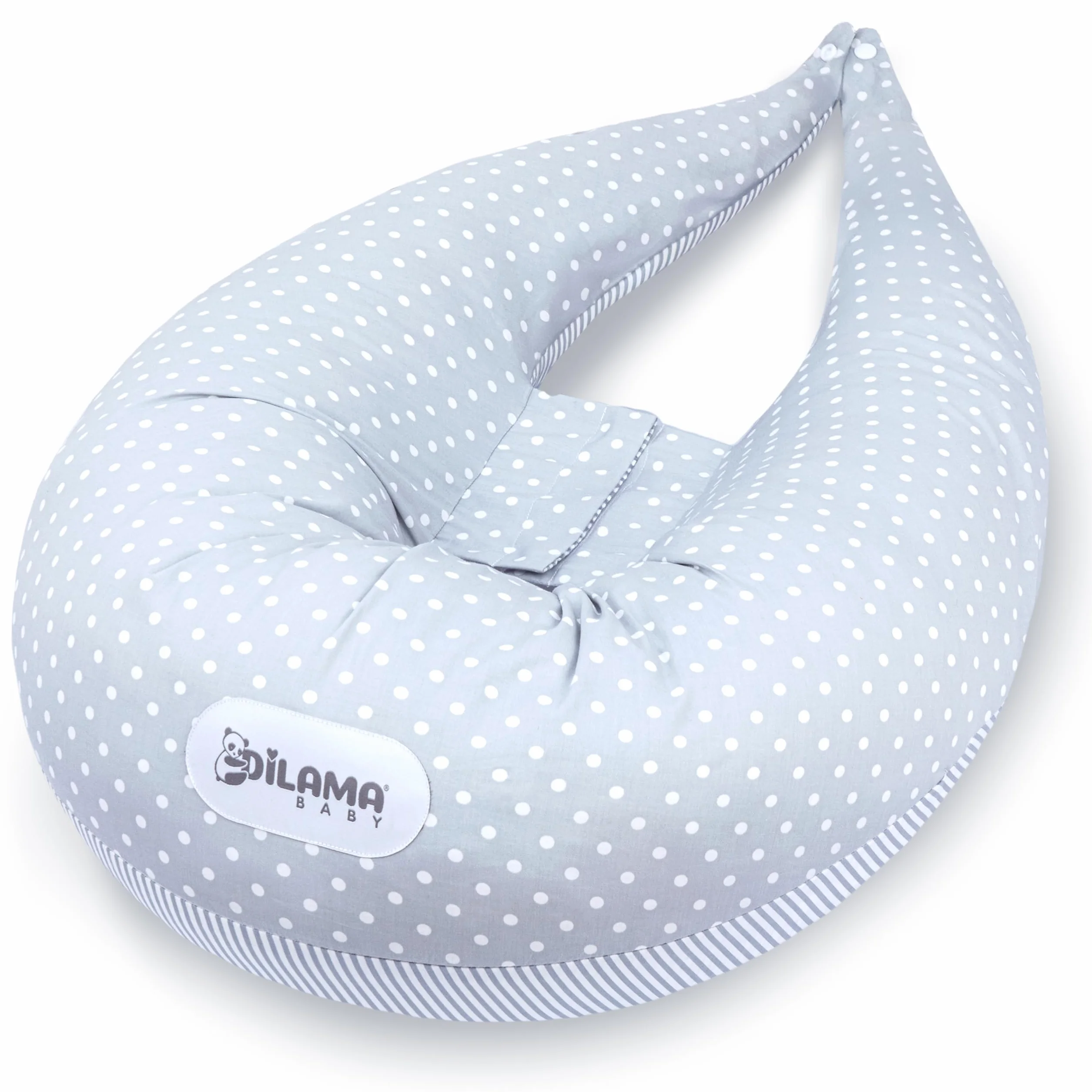 Dilamababy Almohada Embarazada y Cojín Lactancia Bebé Multifuncional | Copos viscoelásticos y microfibras, algodón lavable, dormir de lado, premama, maternidad, regalo original, Made in Italy