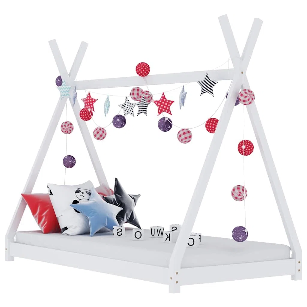 vidaXL Estructura de Cama Infantil Mueble para Habitación Dormir Cuarto de Niños Blanco 80x160 cm Madera Maciza de Pino