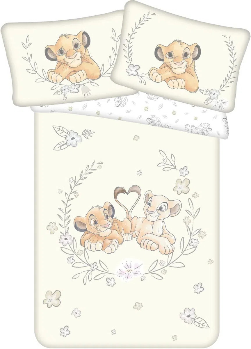 Disney - Juego de Cama Infantil de 2 Piezas, 40 x 60 cm + 100 x 135 cm, 100% algodón, diseño de El Rey León