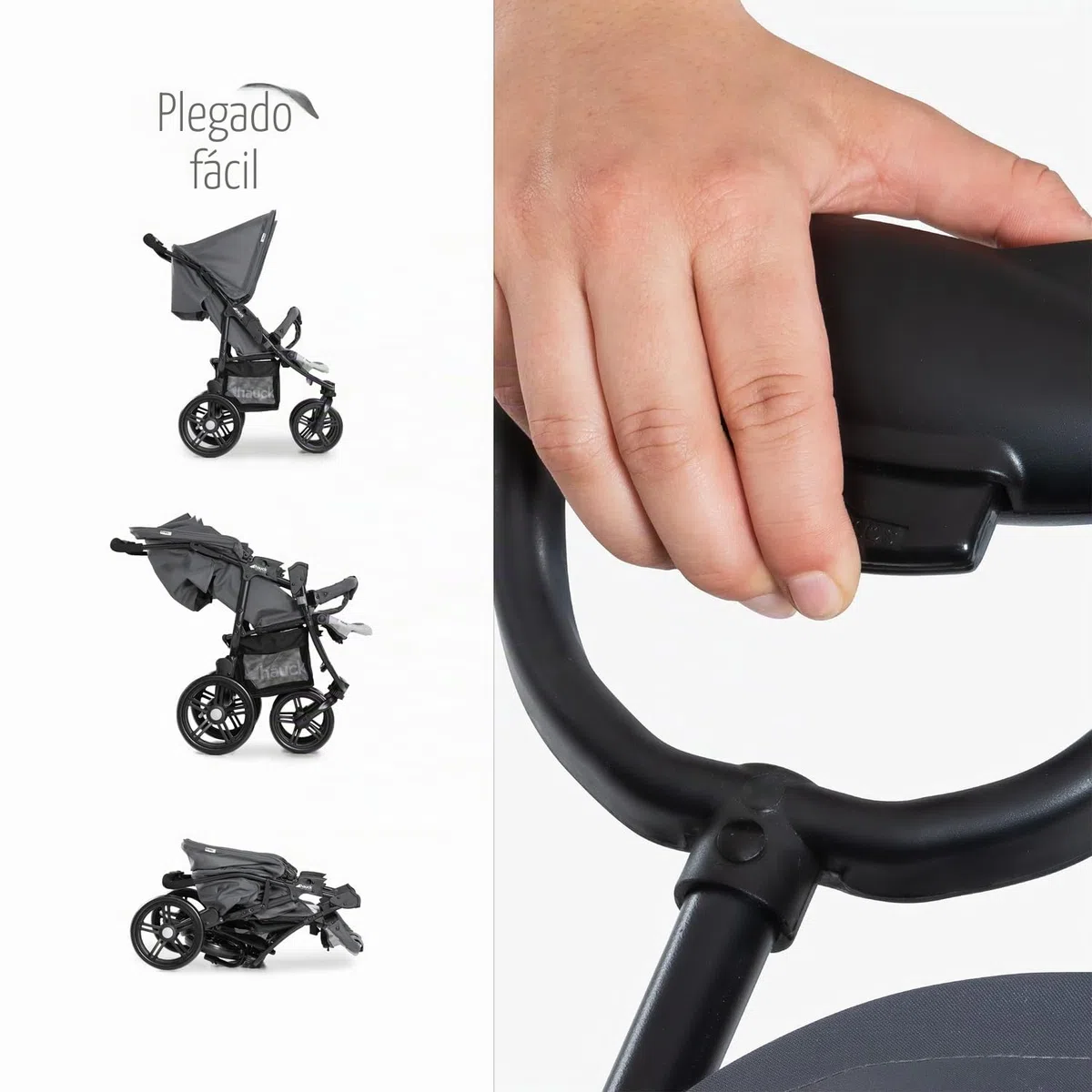 hauck Roadster Duo SLX Carro Doble Bebé | Silla de Paseo Gemelar Ligera desde el Nacimiento hasta 15 kg o 3 Años - Reclinable - Plegable Ultracompacta - Ruedas Grandes - Cesta XL - Gris