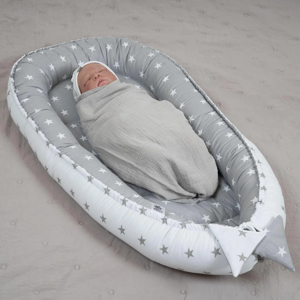 PaLulli Nido de Peluche de 2 Caras, Nido de Bebé, Cuna de Viaje, Cambiador de Cama, Capullo para Cuna de Bebé, 100% Algodón Oeko Tex (Estrellas)